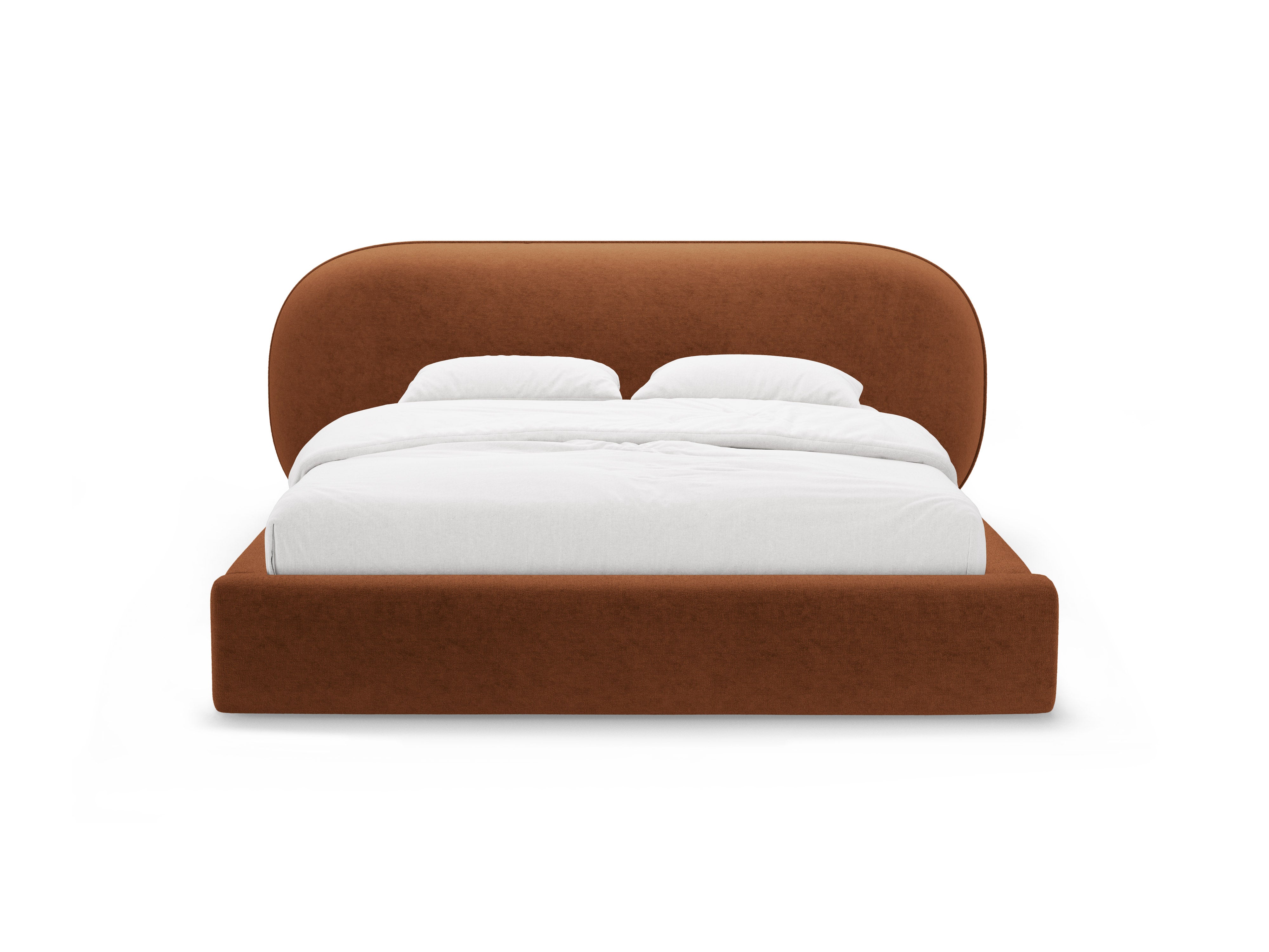 Bed OVALO terracotta chenille