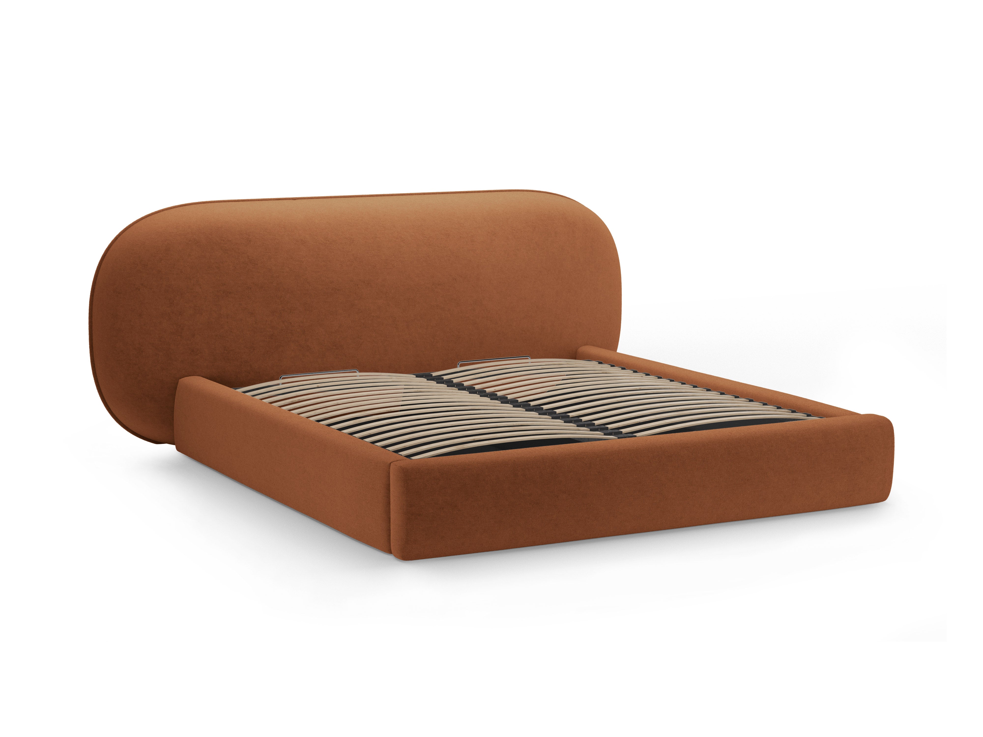 Bed OVALO terracotta chenille