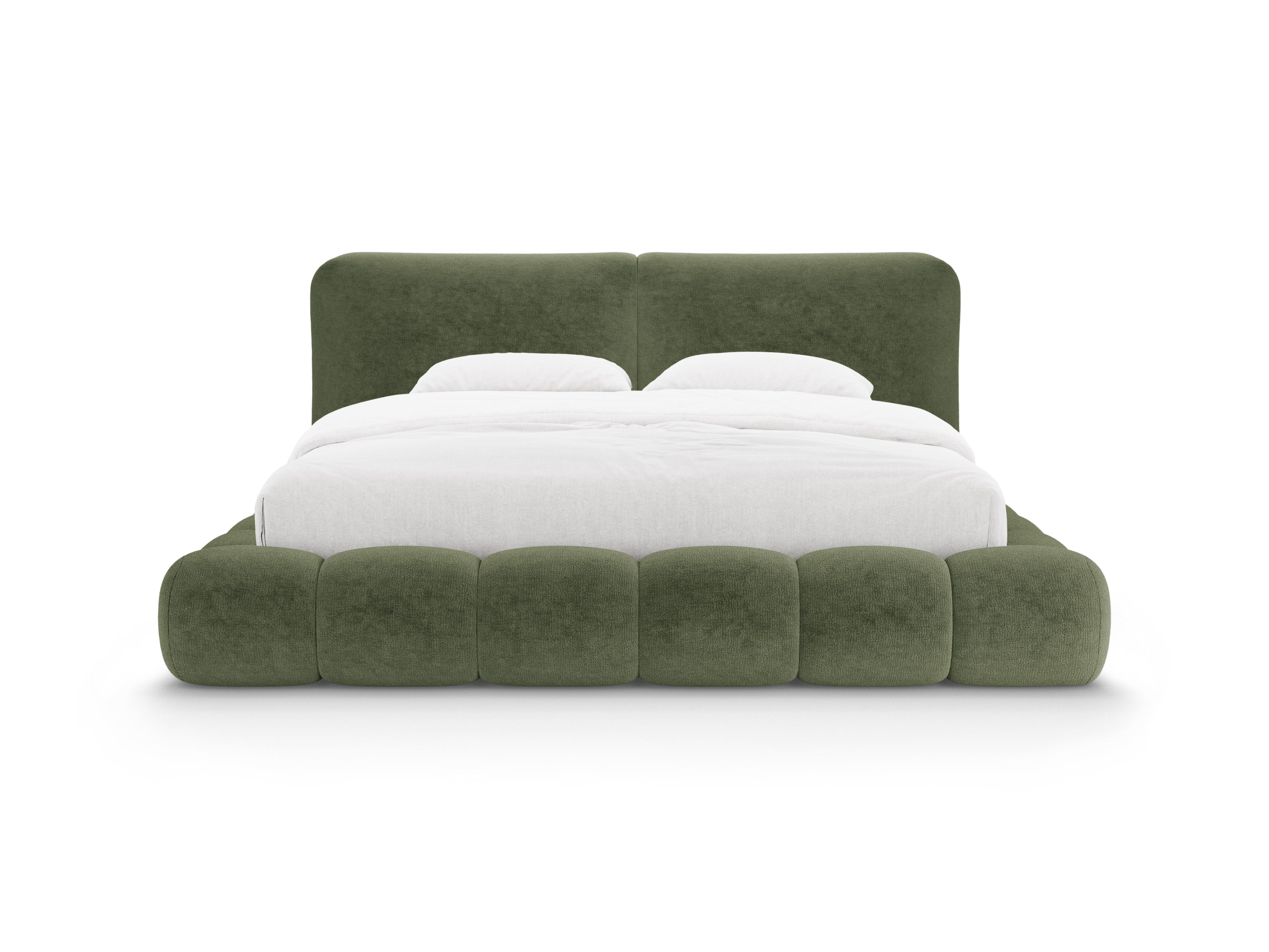 Bett SOLANGE grüner Chenille