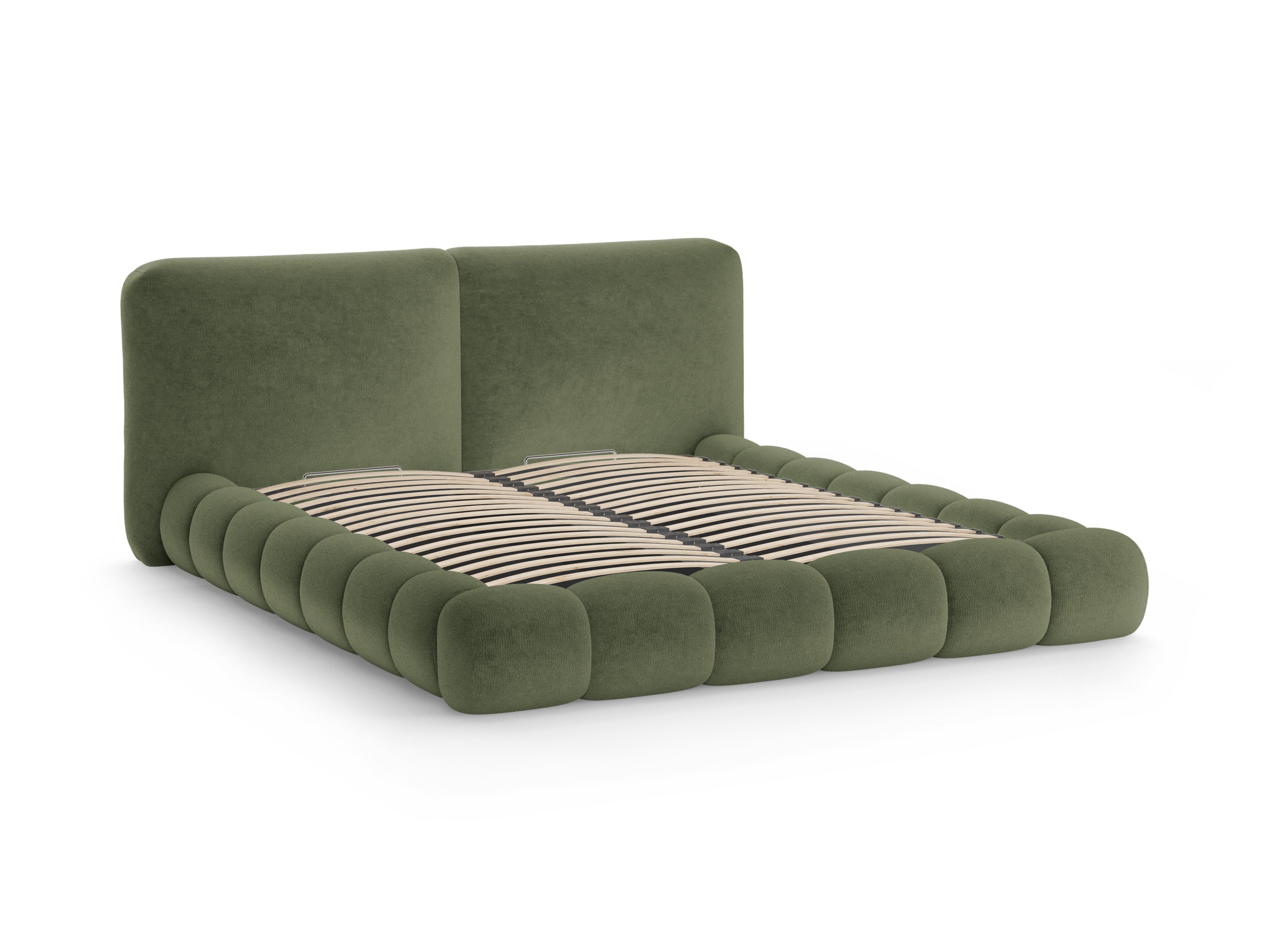 Bett SOLANGE grüner Chenille