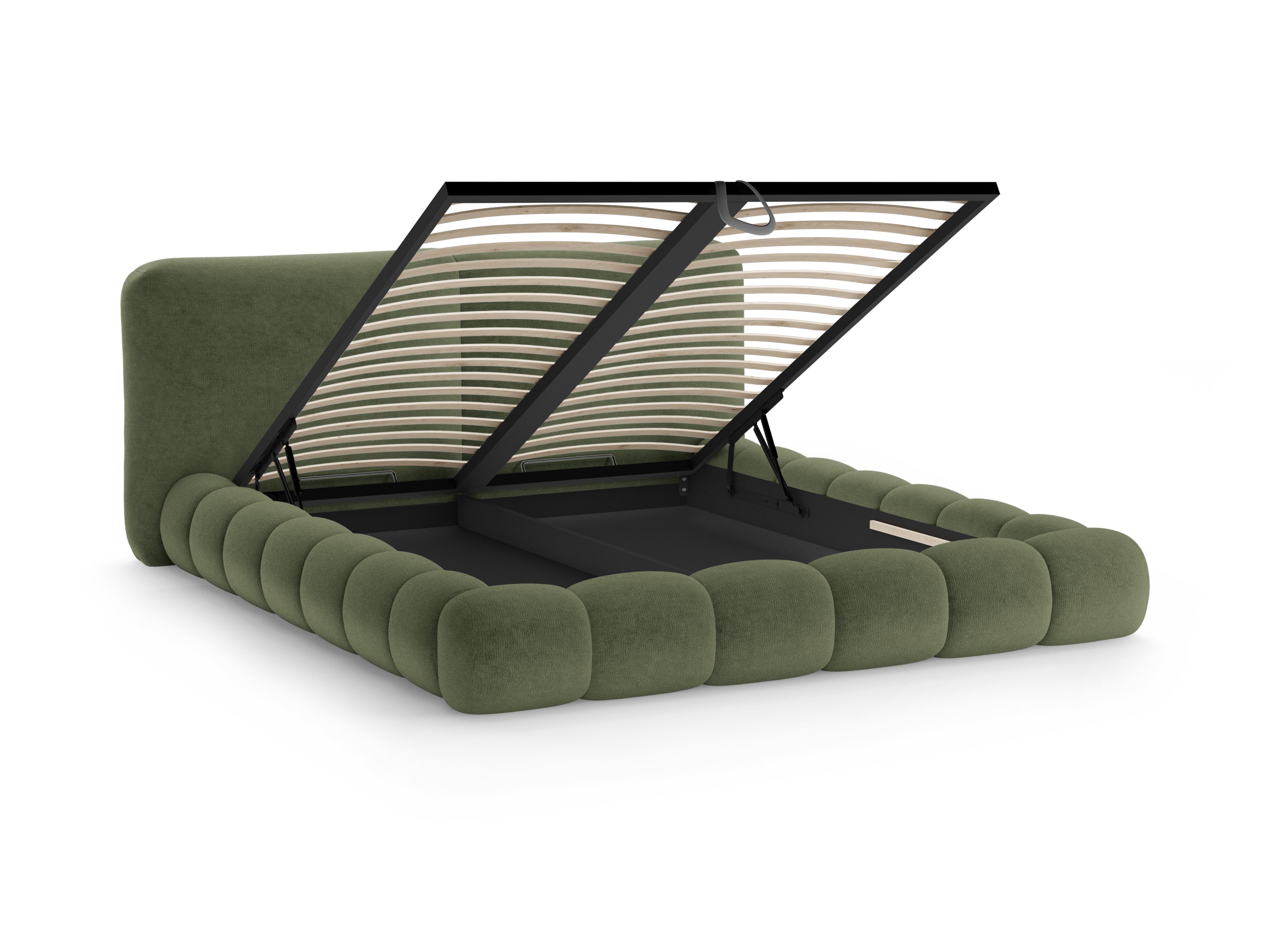 Bett SOLANGE grüner Chenille