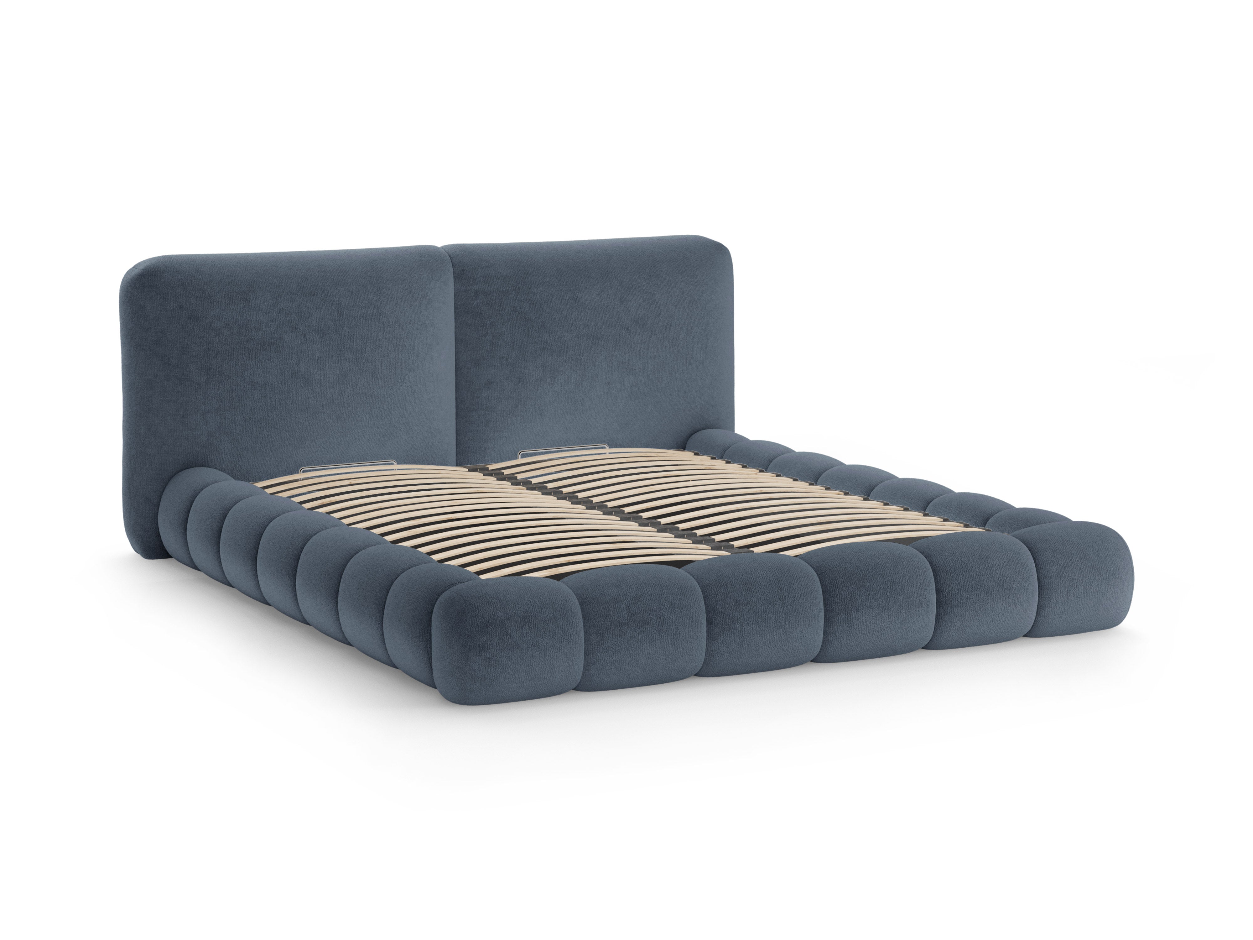 Bed SOLANGE donkerblauw chenille