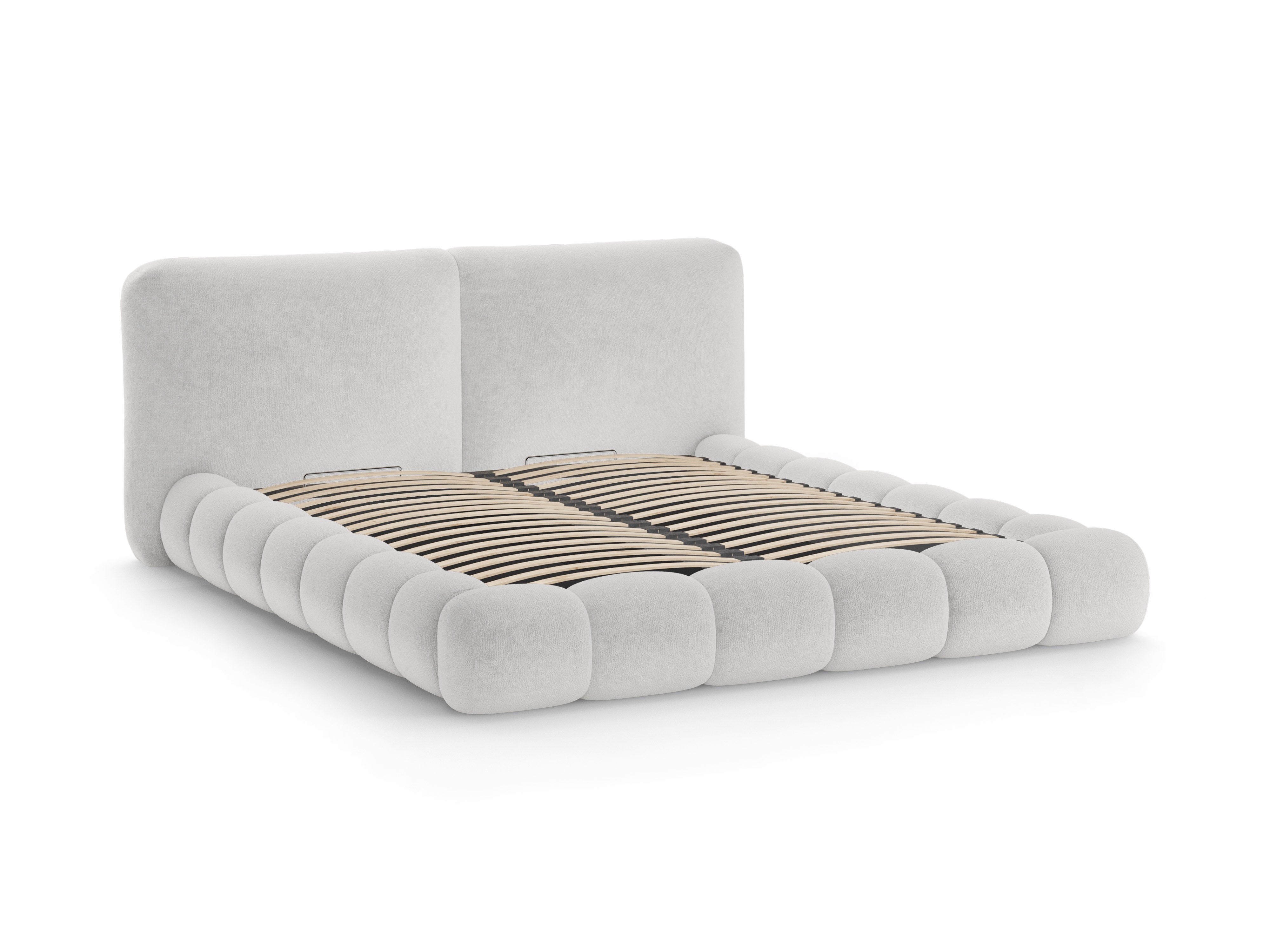 Bed SOLANGE lichtgrijs chenille