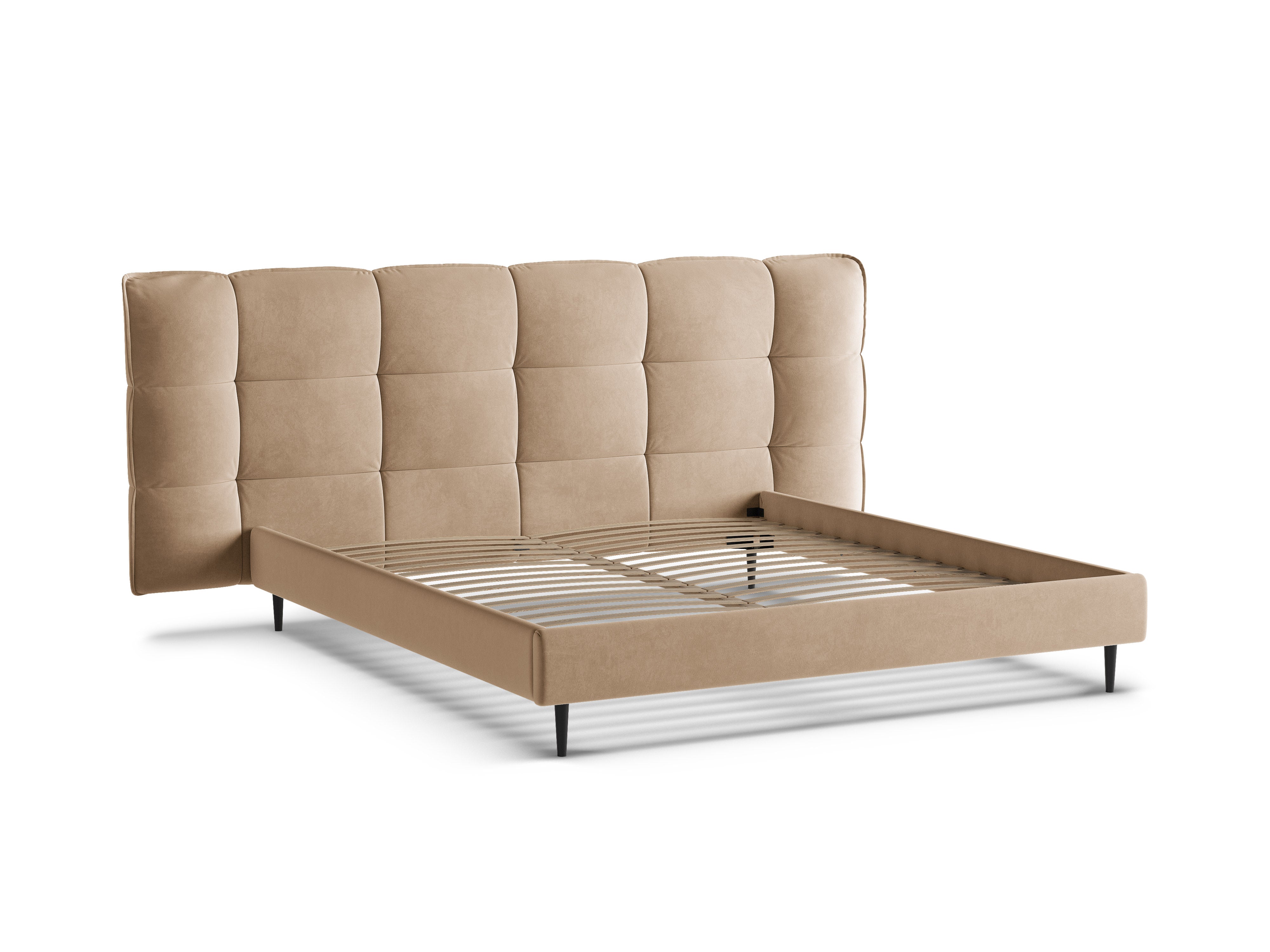 Velvet bed ERIC zandkleurig