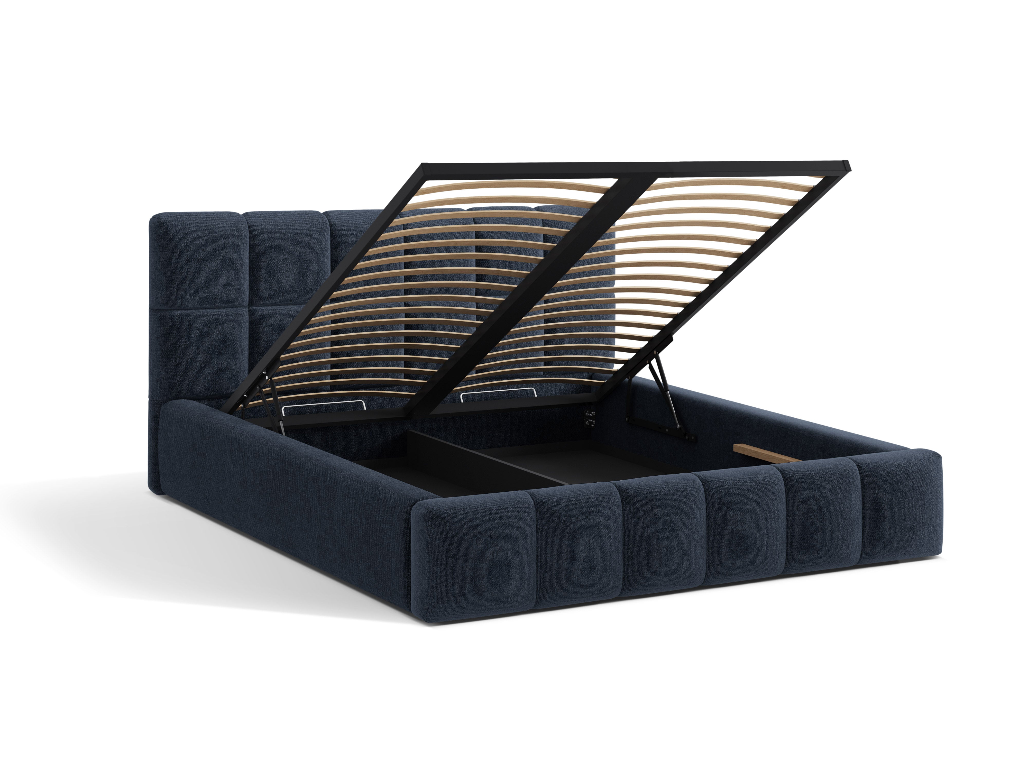Bed met opbergruimte voor beddengoed BELLIS zeeblauw chenille