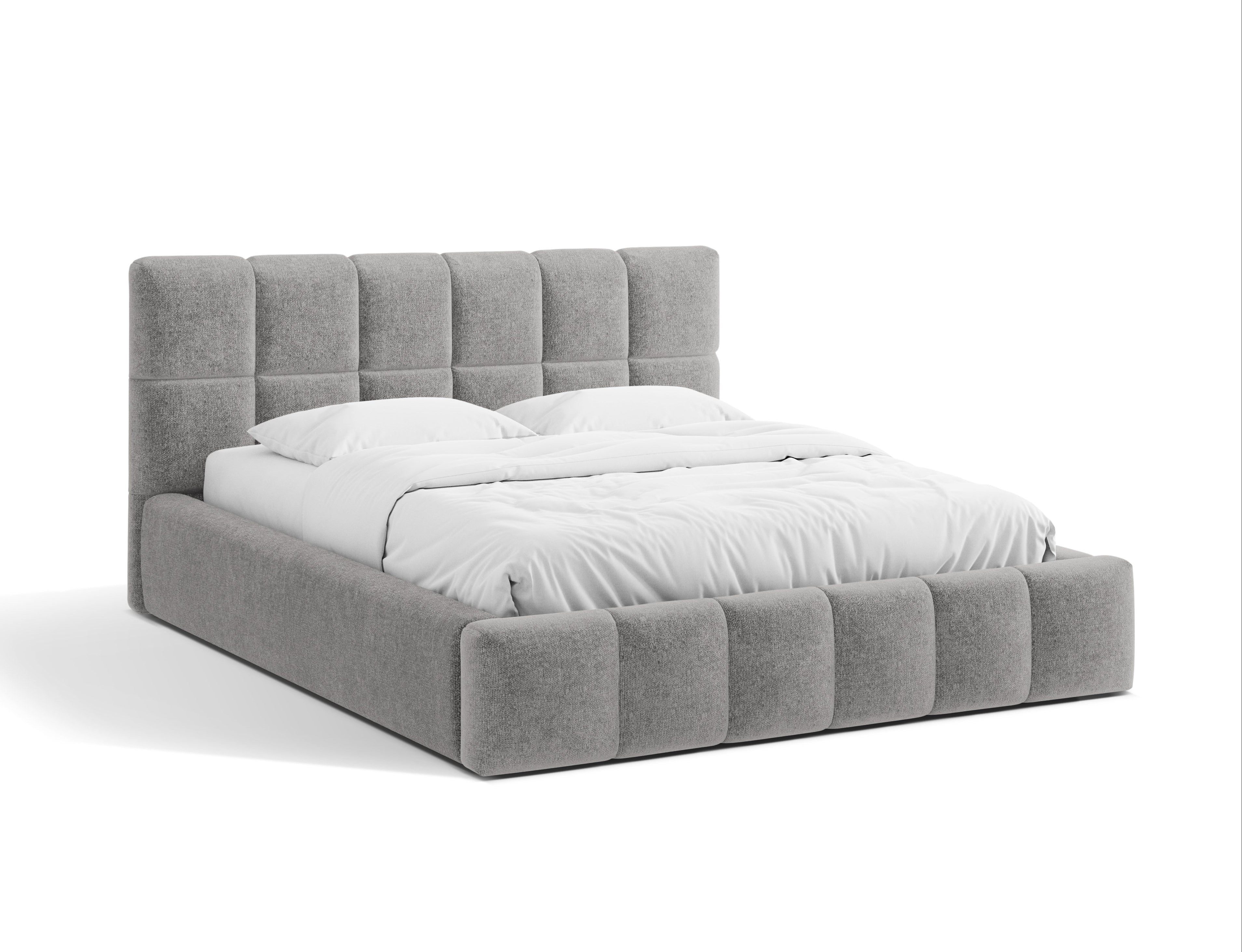 BELLIS bed met opbergruimte voor beddengoed grijs chenille