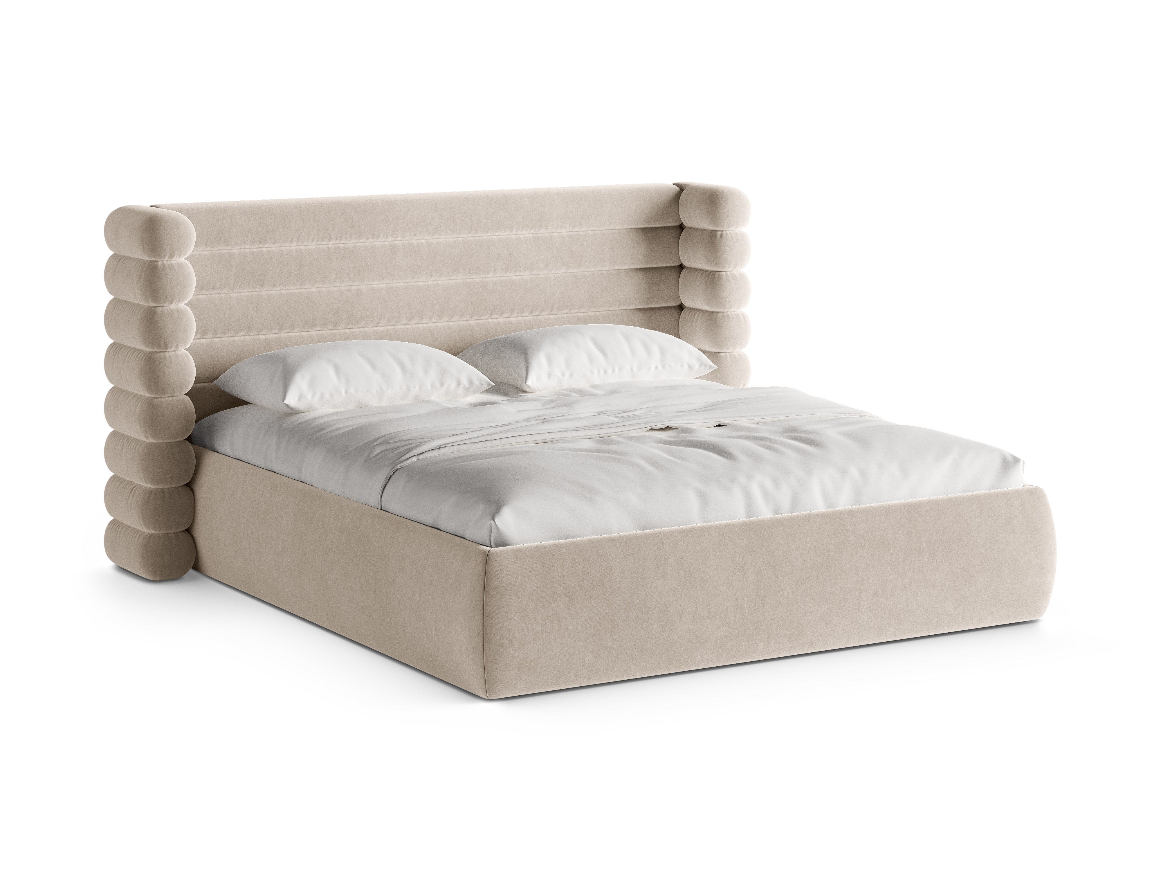 Velvet bed MOUNT beige