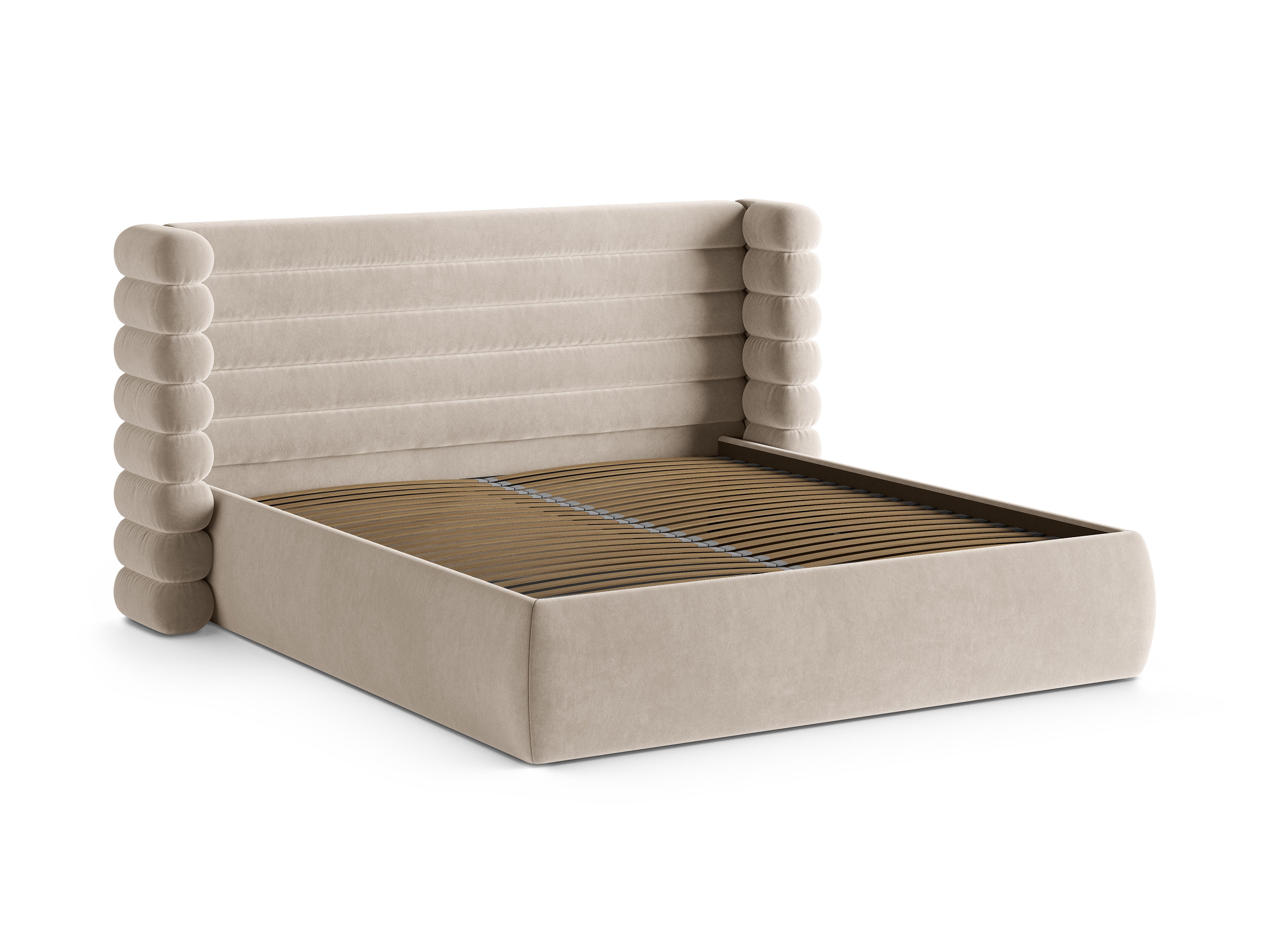 Velvet bed MOUNT beige