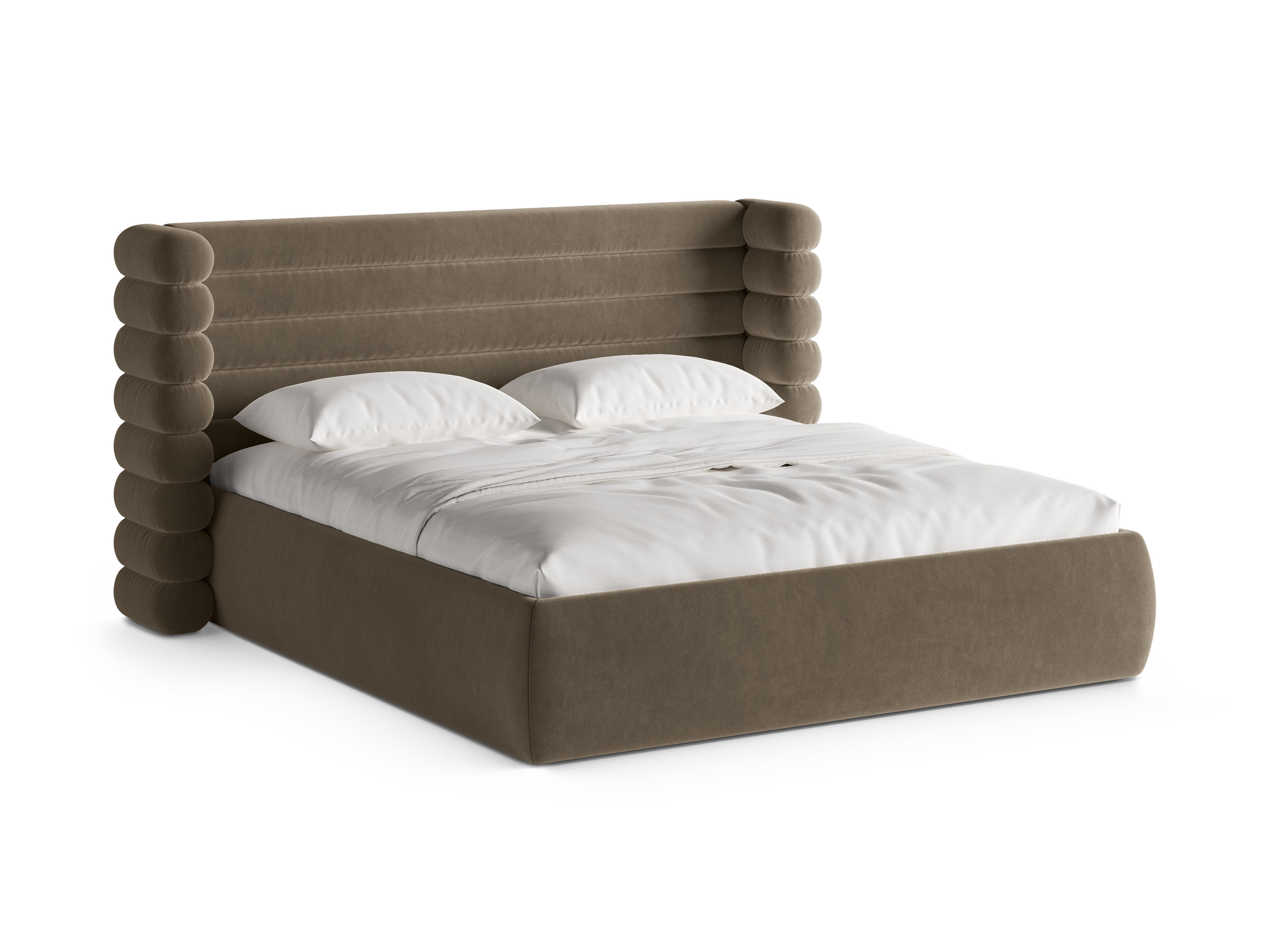 Velvet bed MOUNT grijs bruin