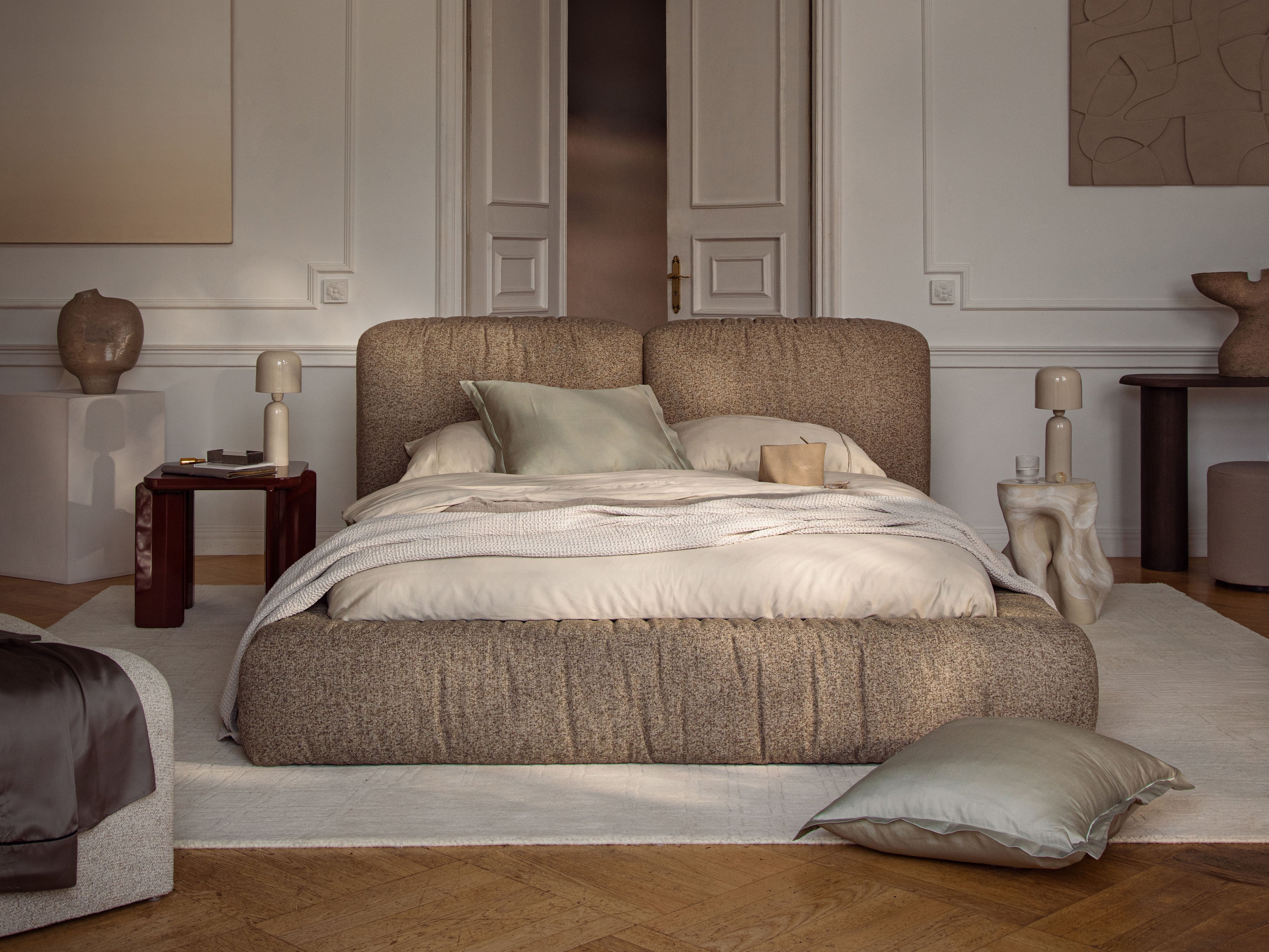 MARTINA Light Gray Corduroy Bed