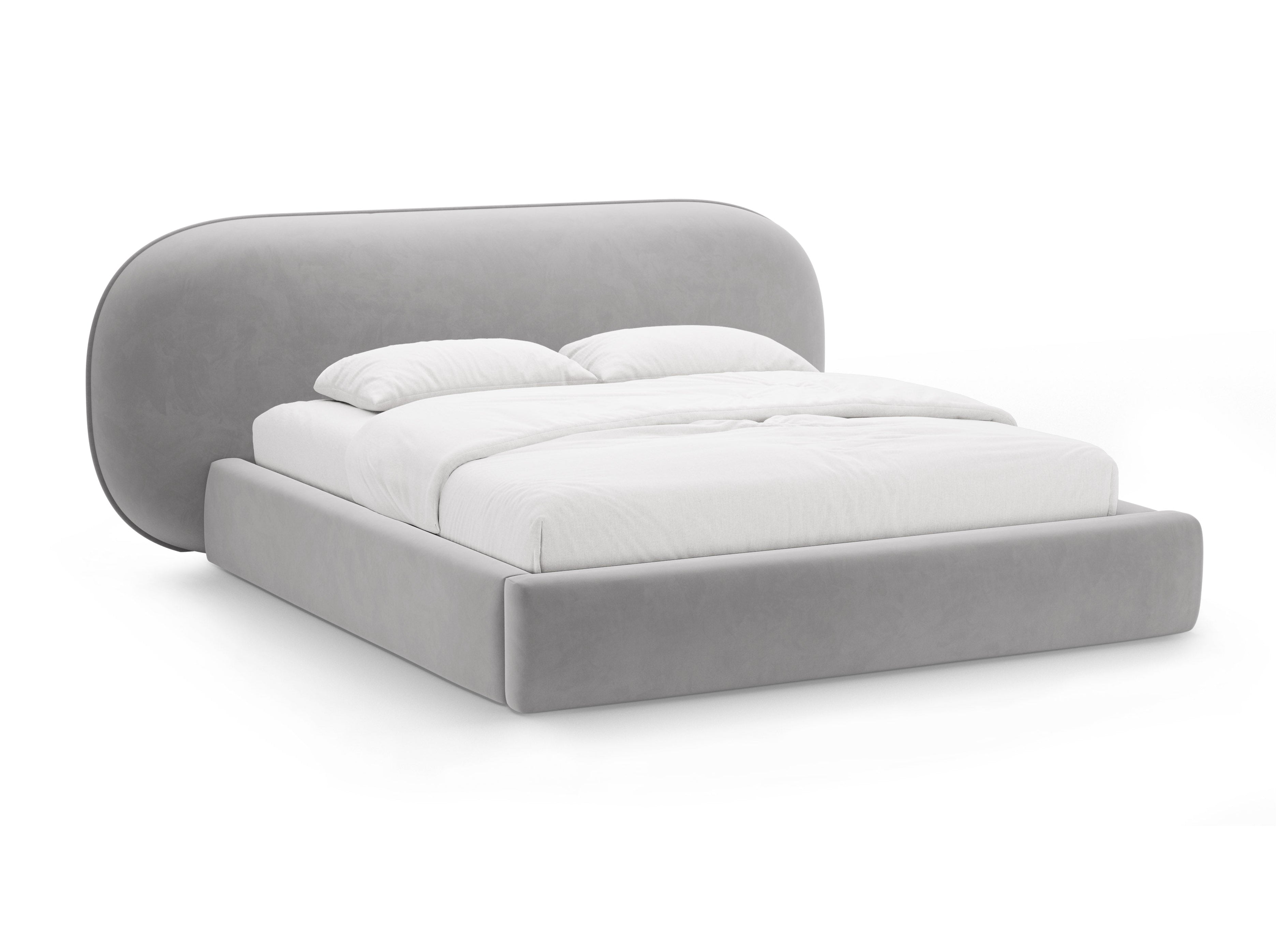 Velvet bed OVALO lichtgrijs