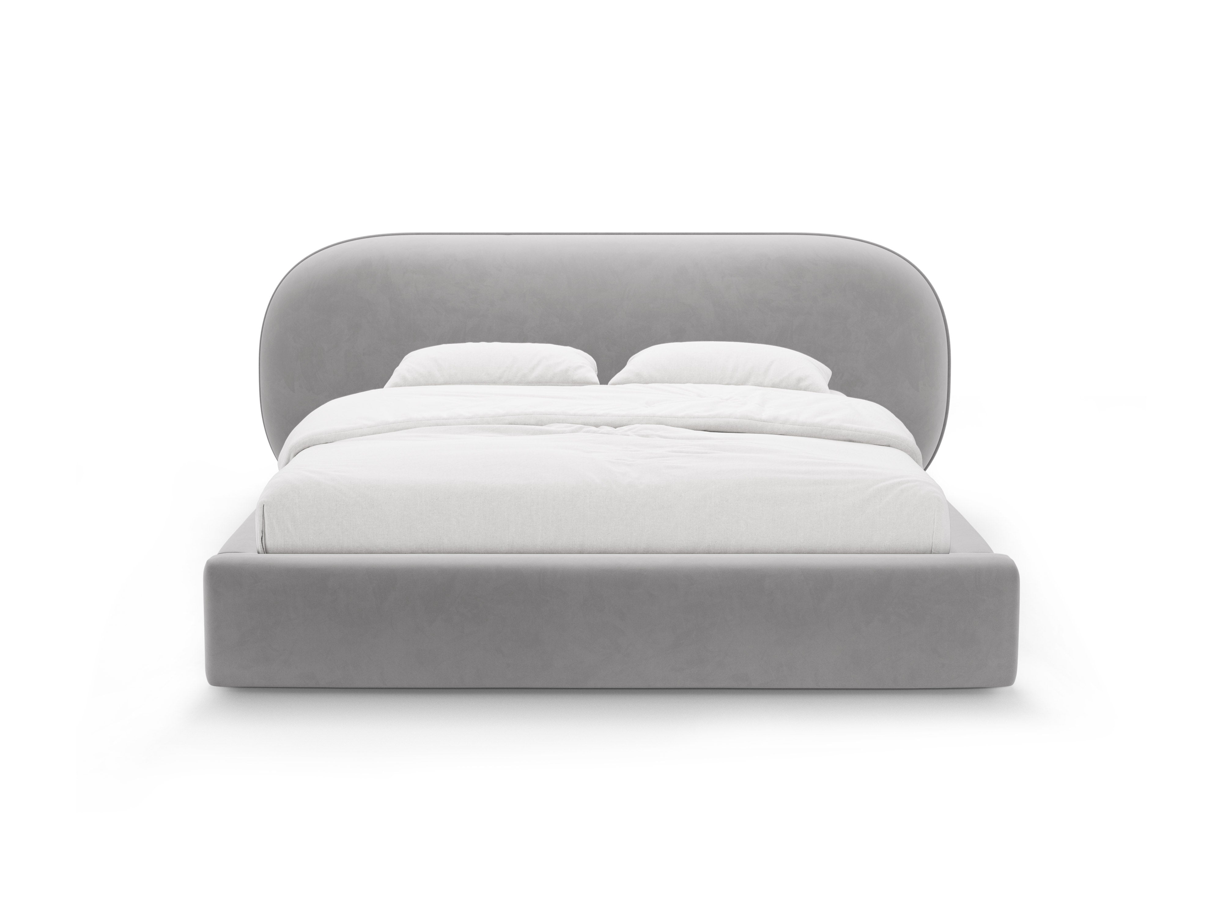 Velvet bed OVALO lichtgrijs