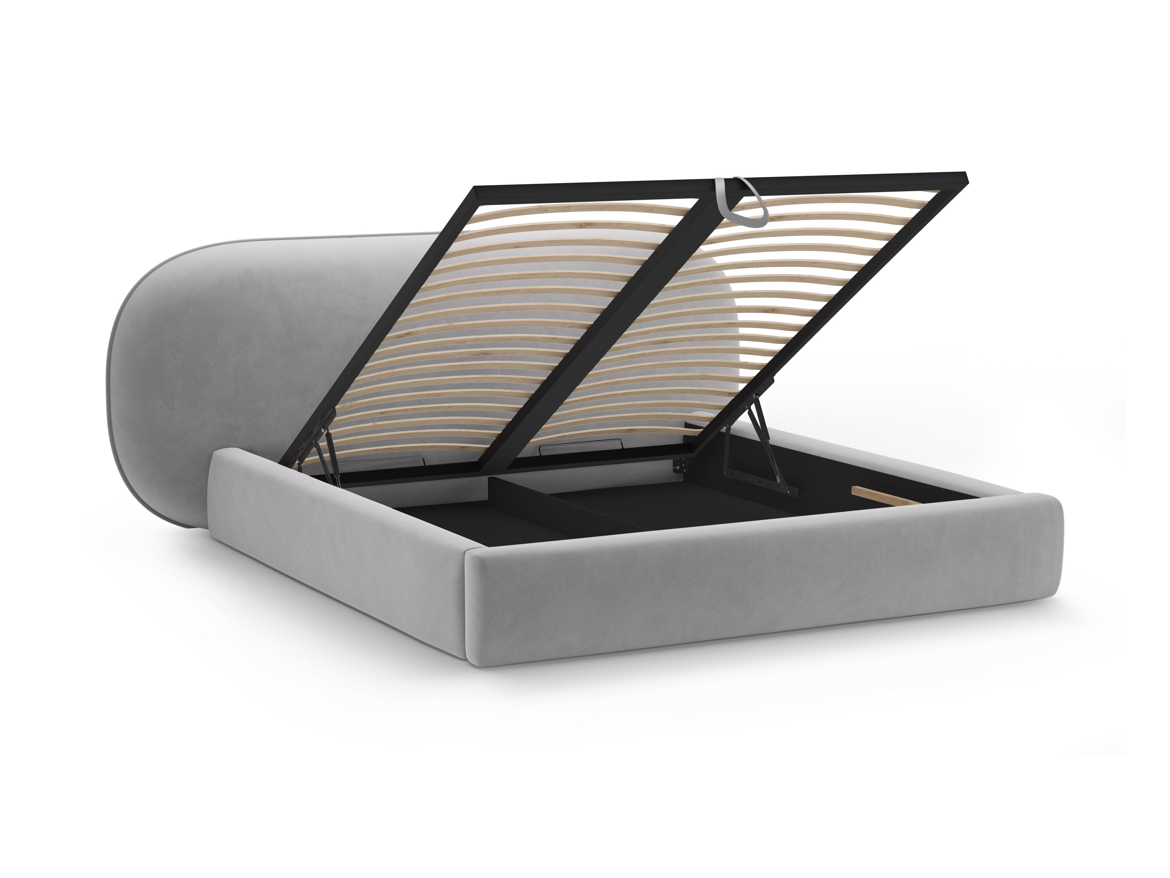Velvet bed OVALO lichtgrijs