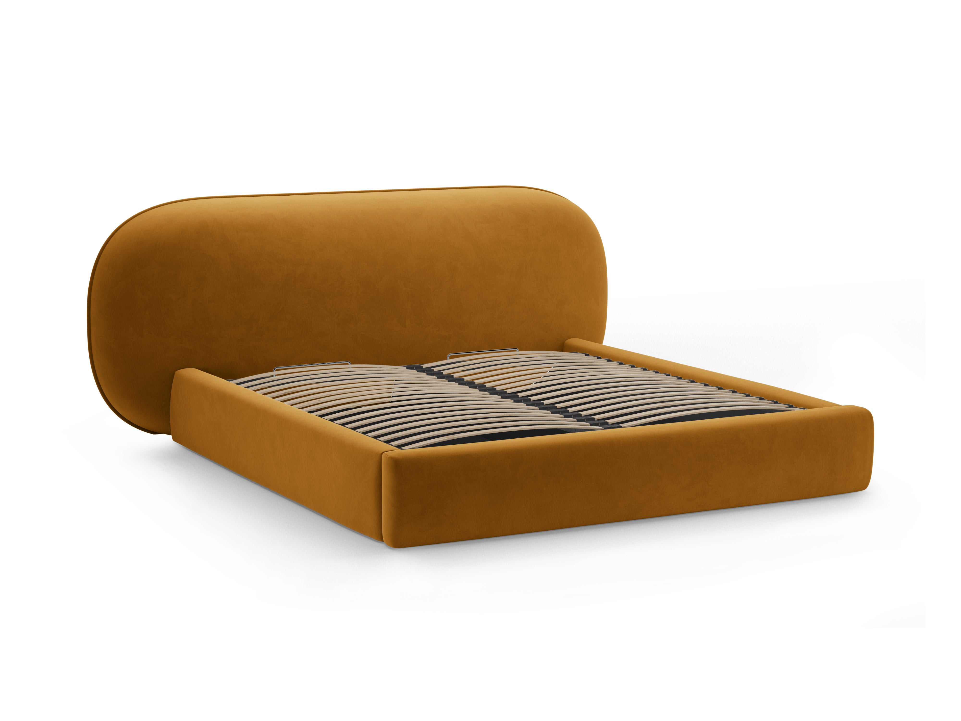 Velvet bed OVALO mosterdkleurig