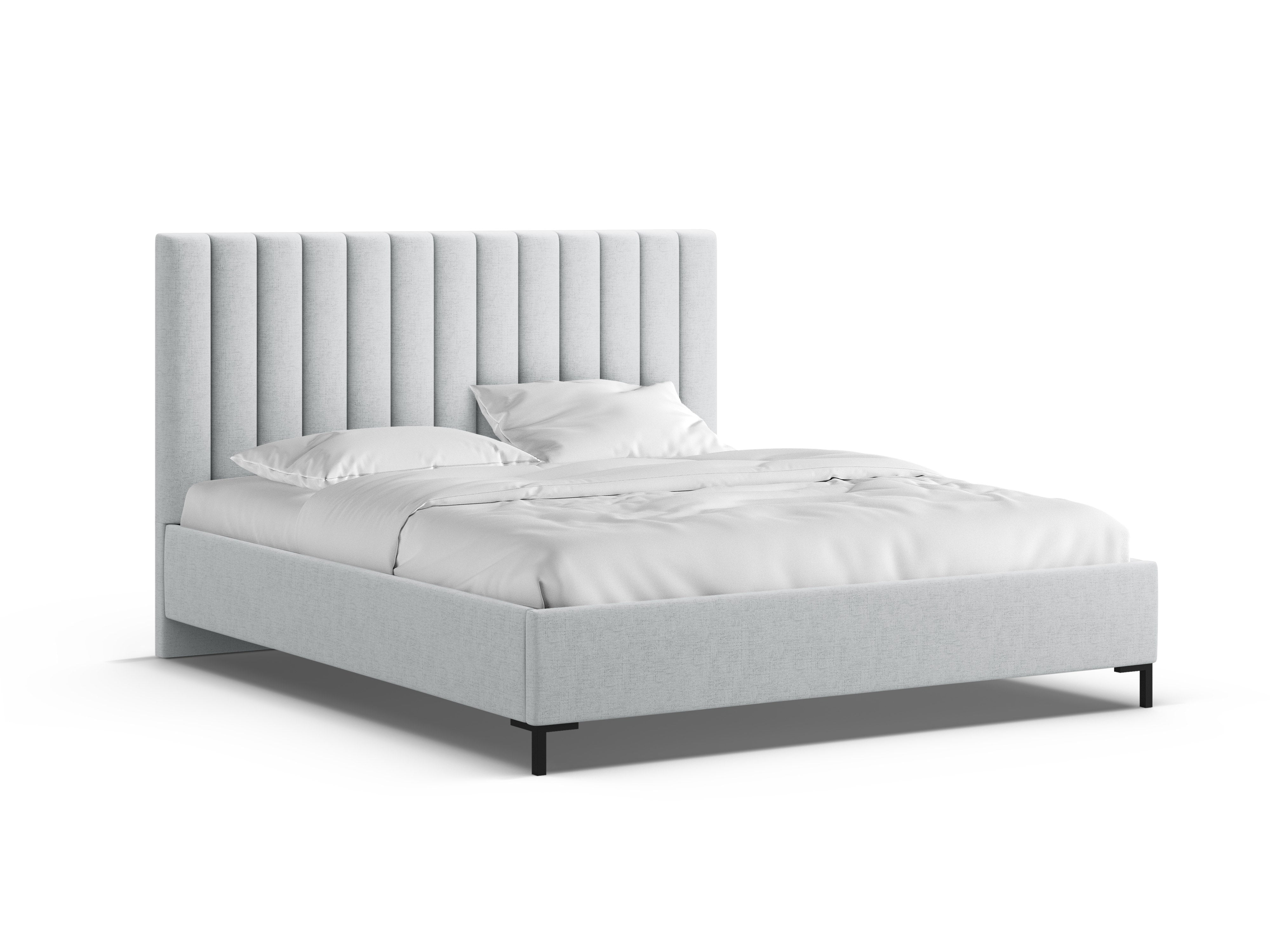 Bed met opbergruimte voor beddengoed ALLISON lichtgrijs