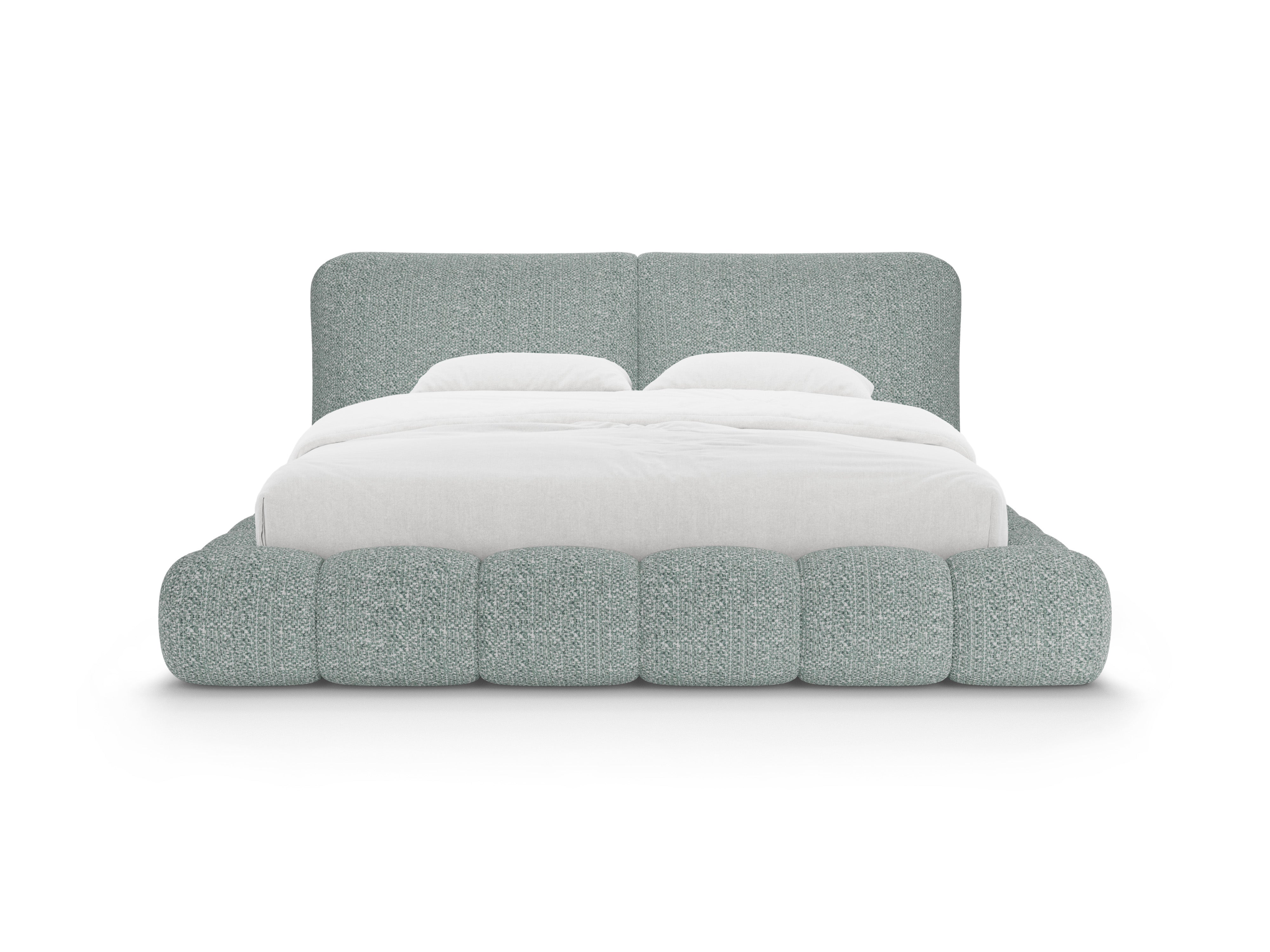 Bett SOLANGE gedämpftes blaues Melange
