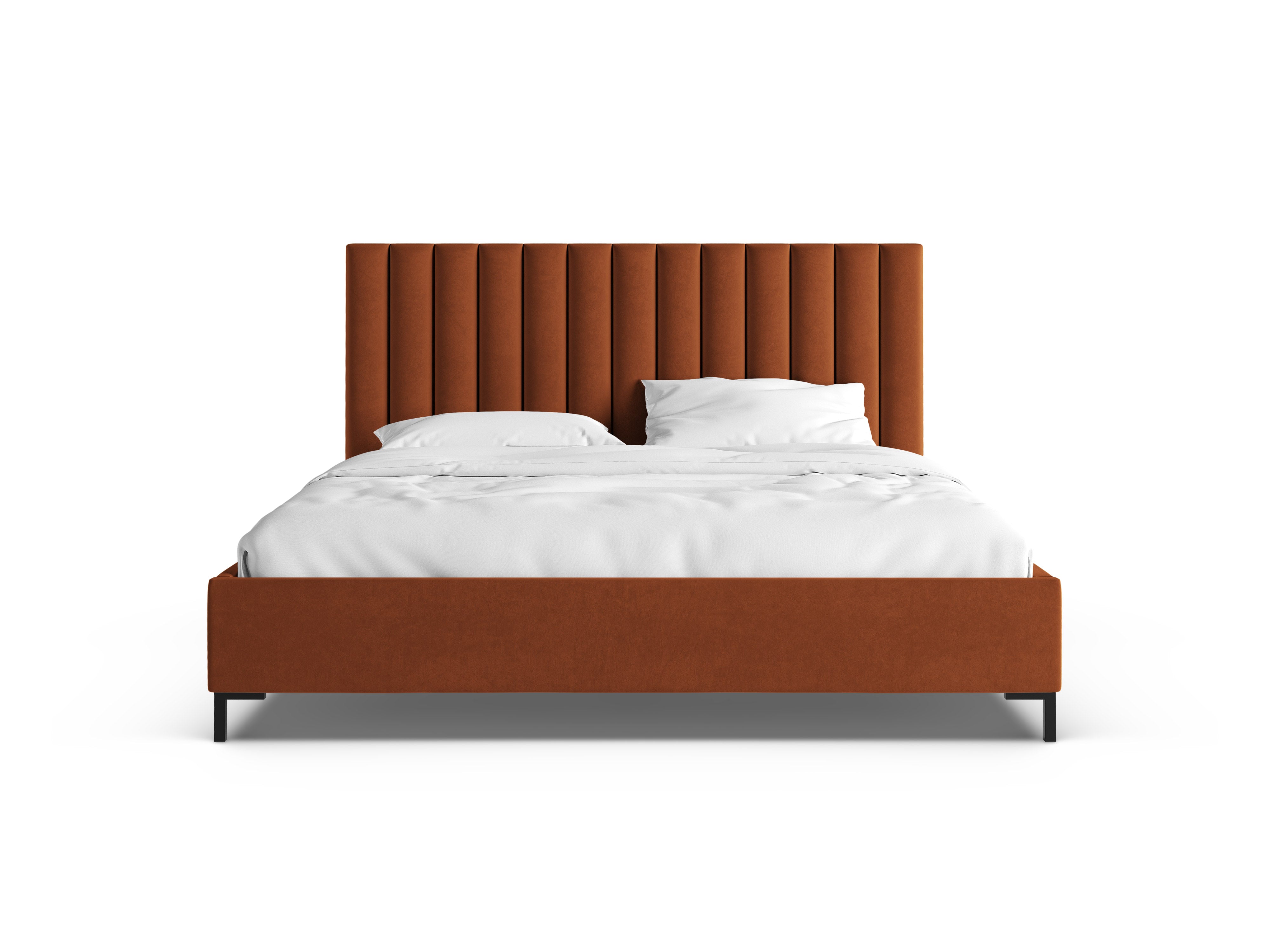 Velours bed met opbergruimte ALLISON baksteenrood