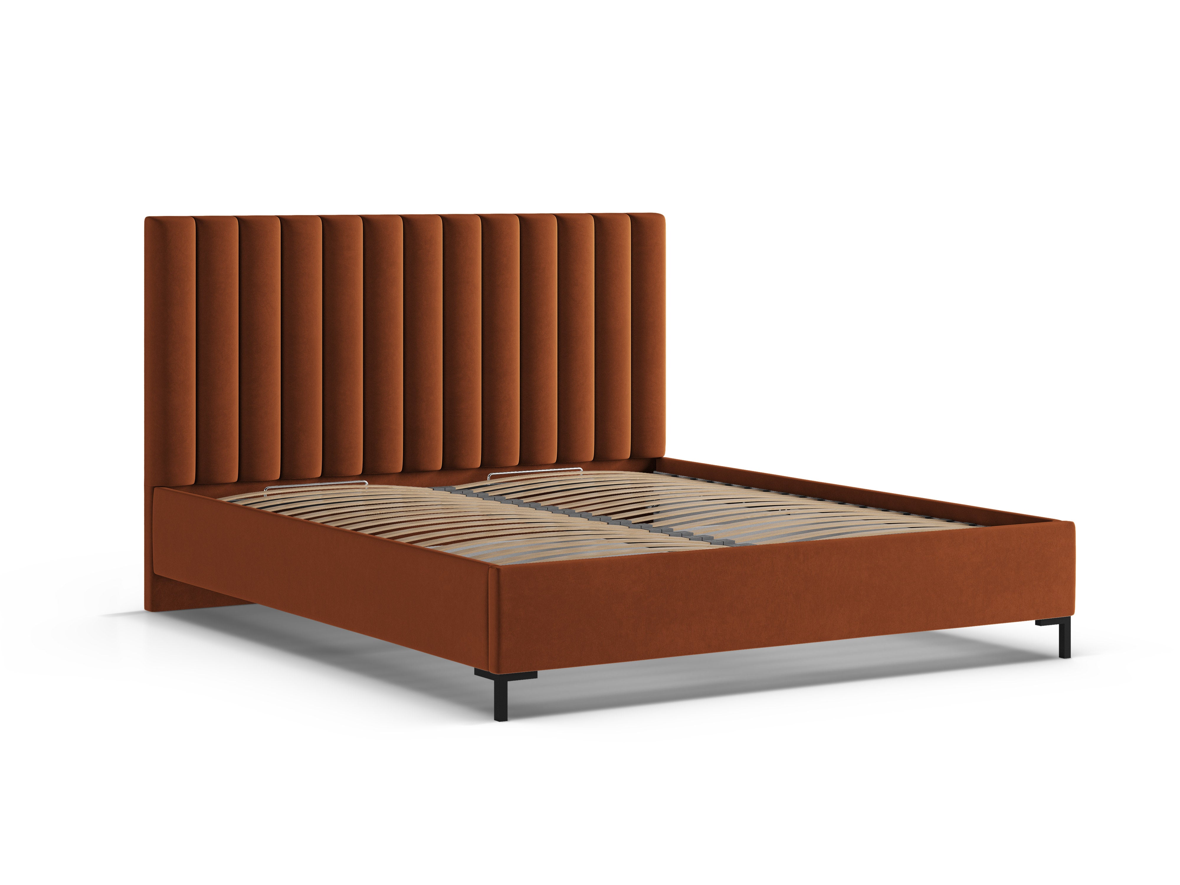 Velours bed met opbergruimte ALLISON baksteenrood