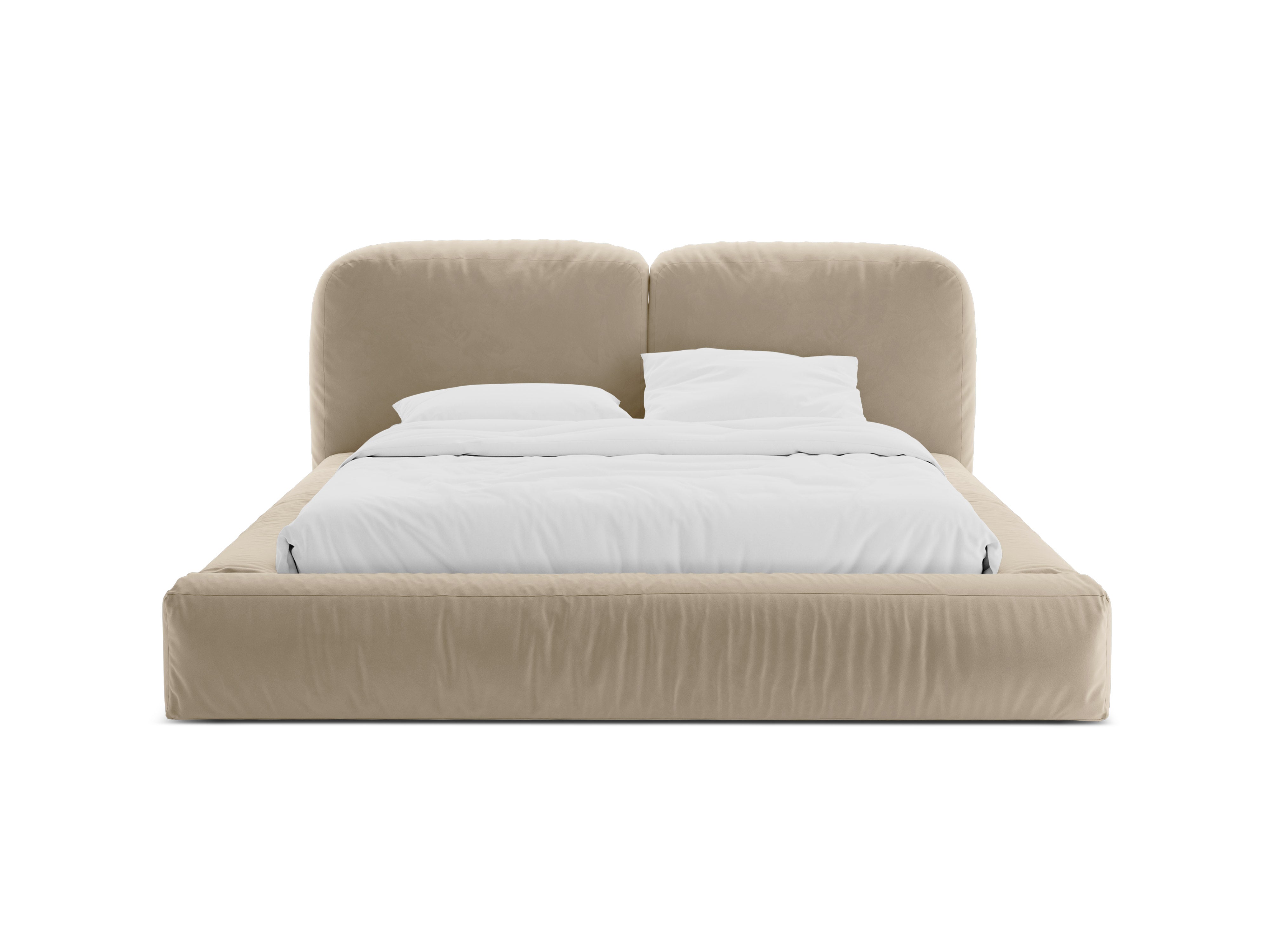 Velvet bed MARTINA lichtbeige