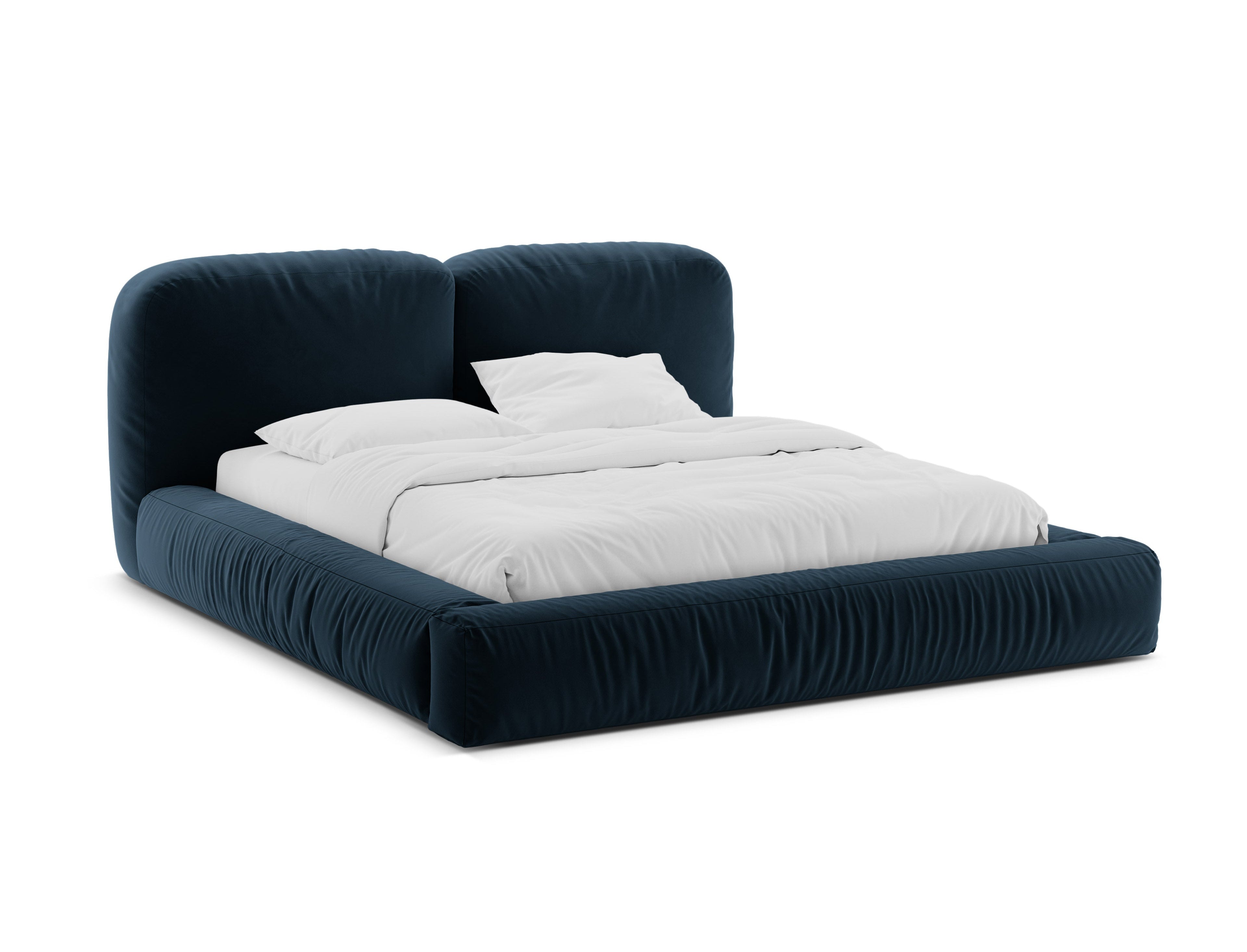 Velvet bed MARTINA marineblauw