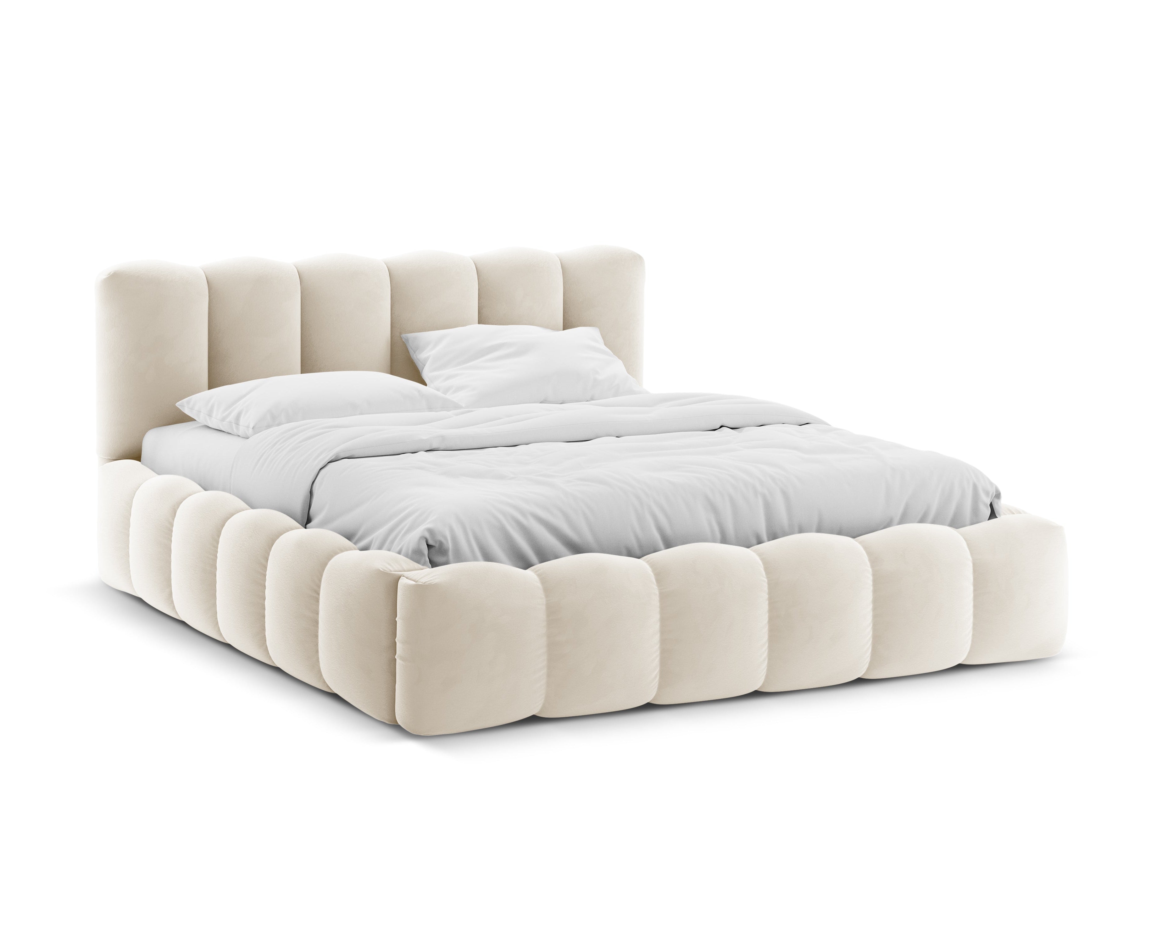 Velvet bed met opbergruimte LUPINE beige