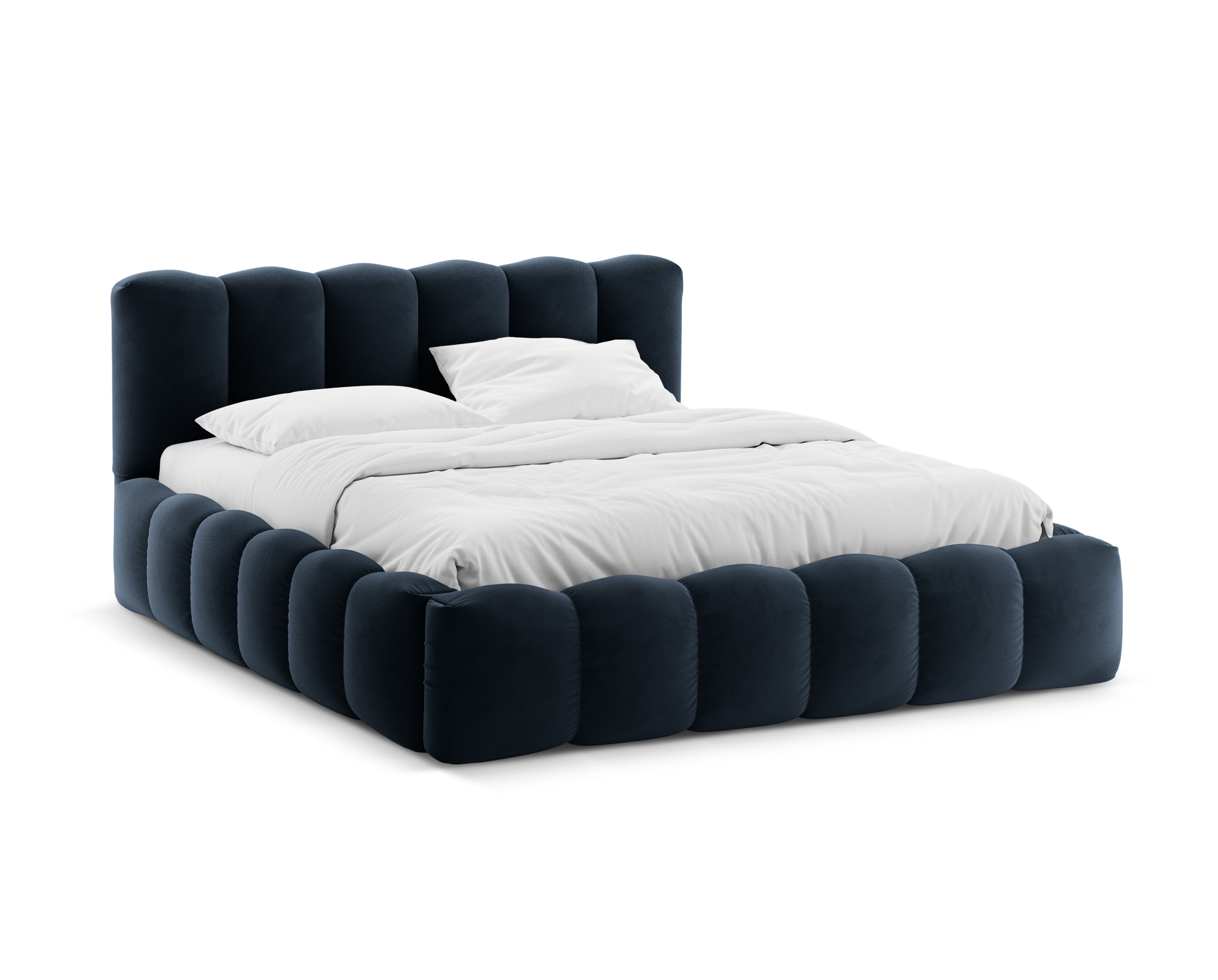 Fluwelen bed met opbergruimte LUPINE marineblauw
