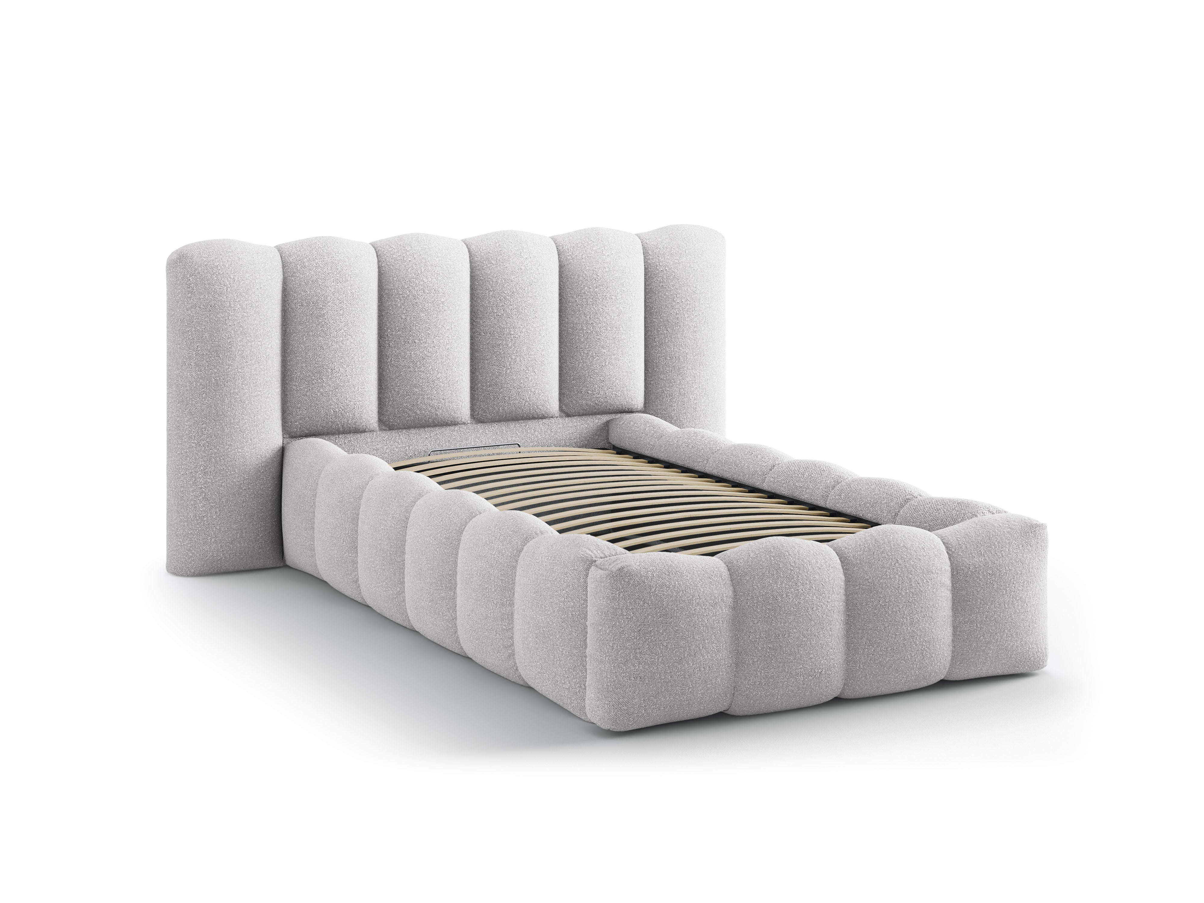 Bed LUPINE lichtgrijs boucle