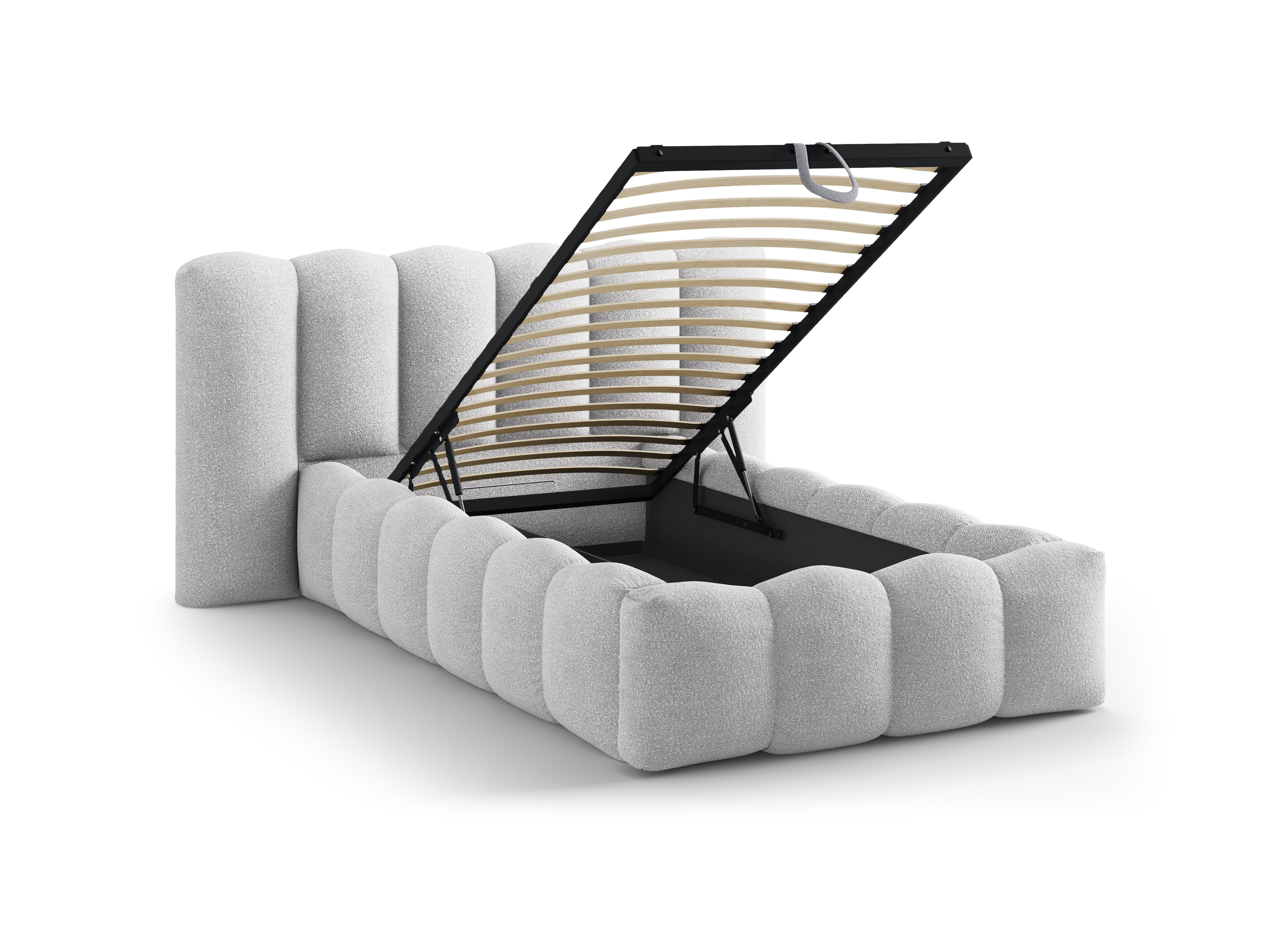 Bed LUPINE lichtgrijs boucle