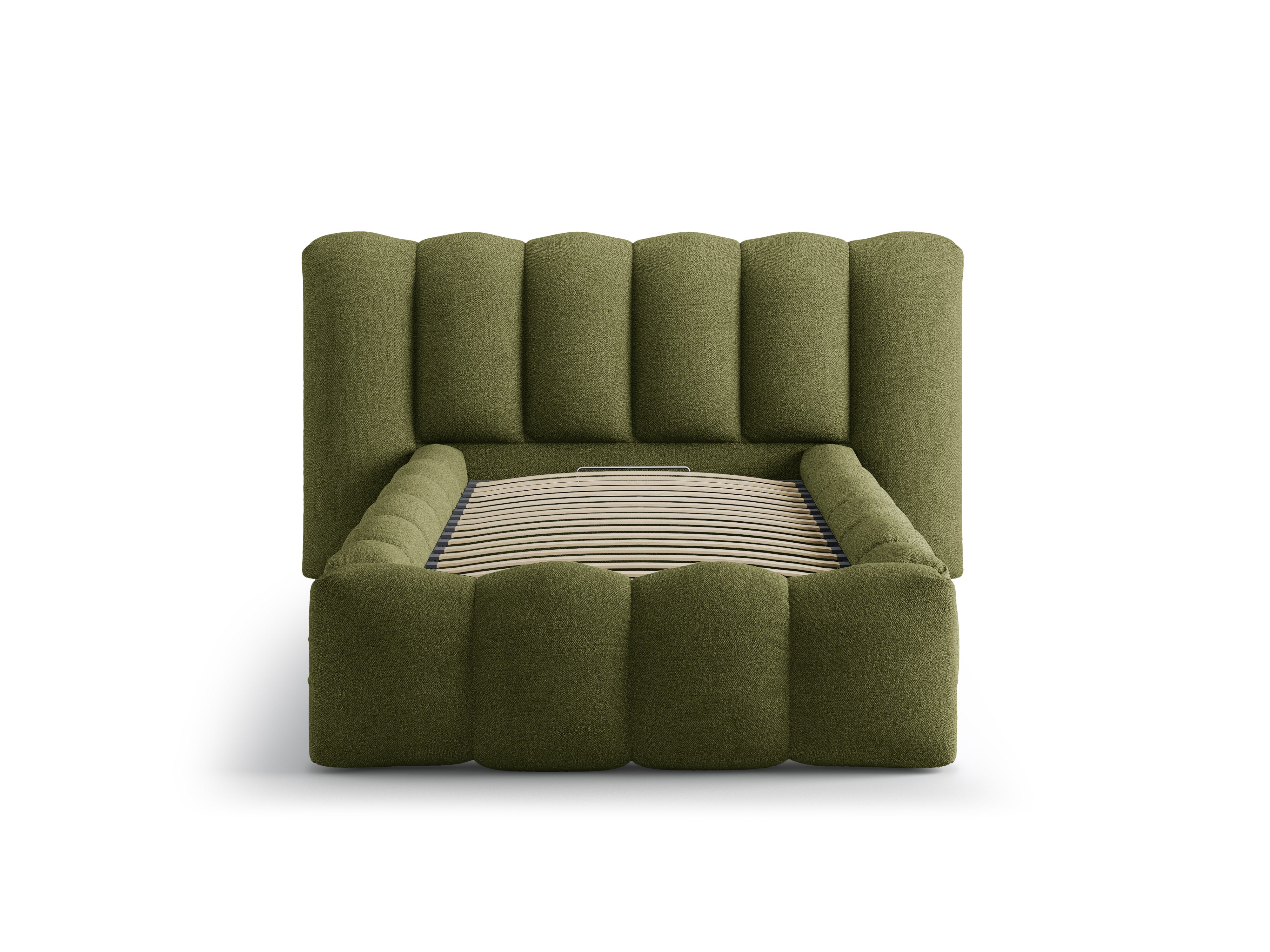 Bed LUPINE donkergroen olijf boucle