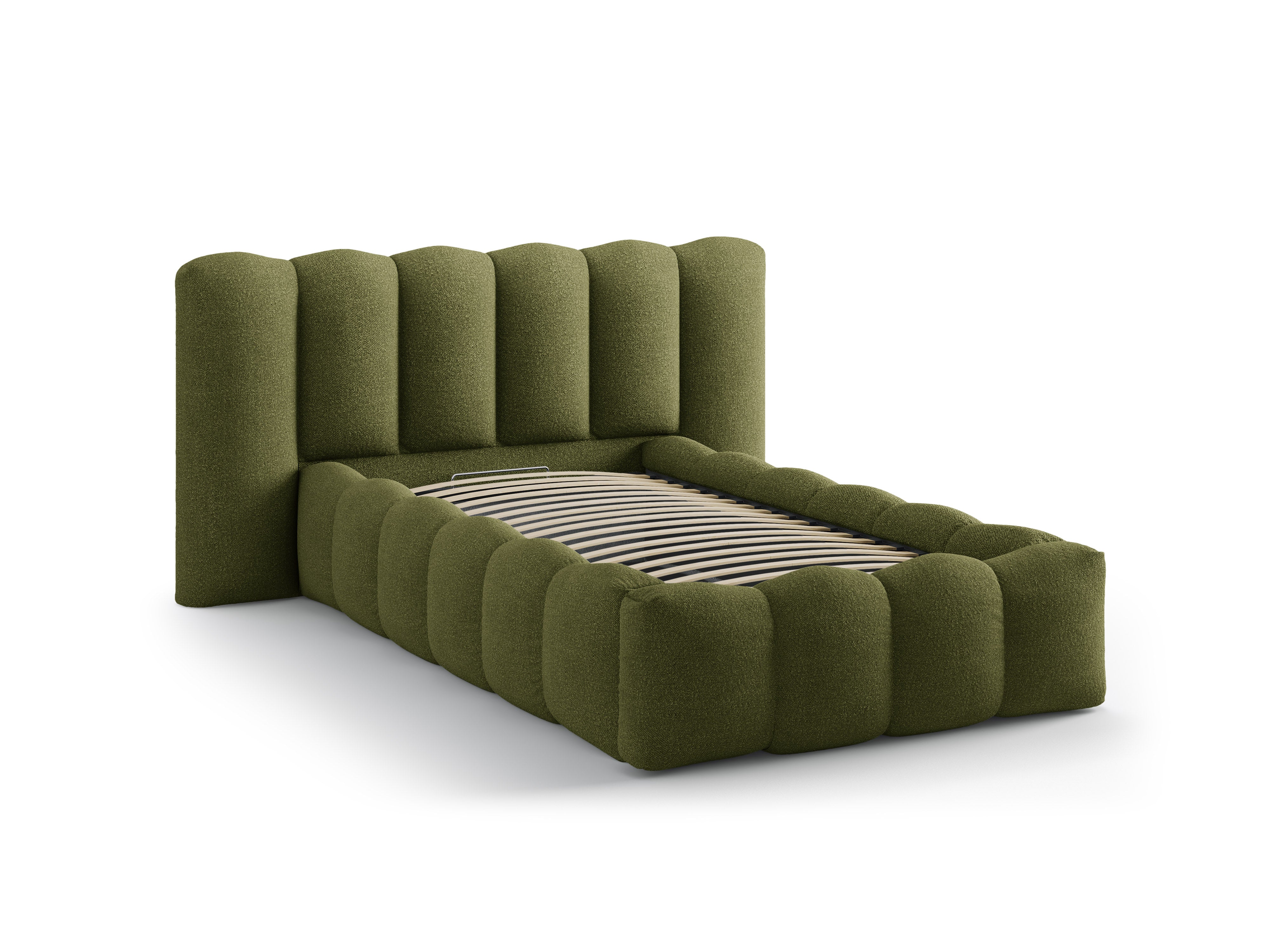 Bed LUPINE donkergroen olijf boucle