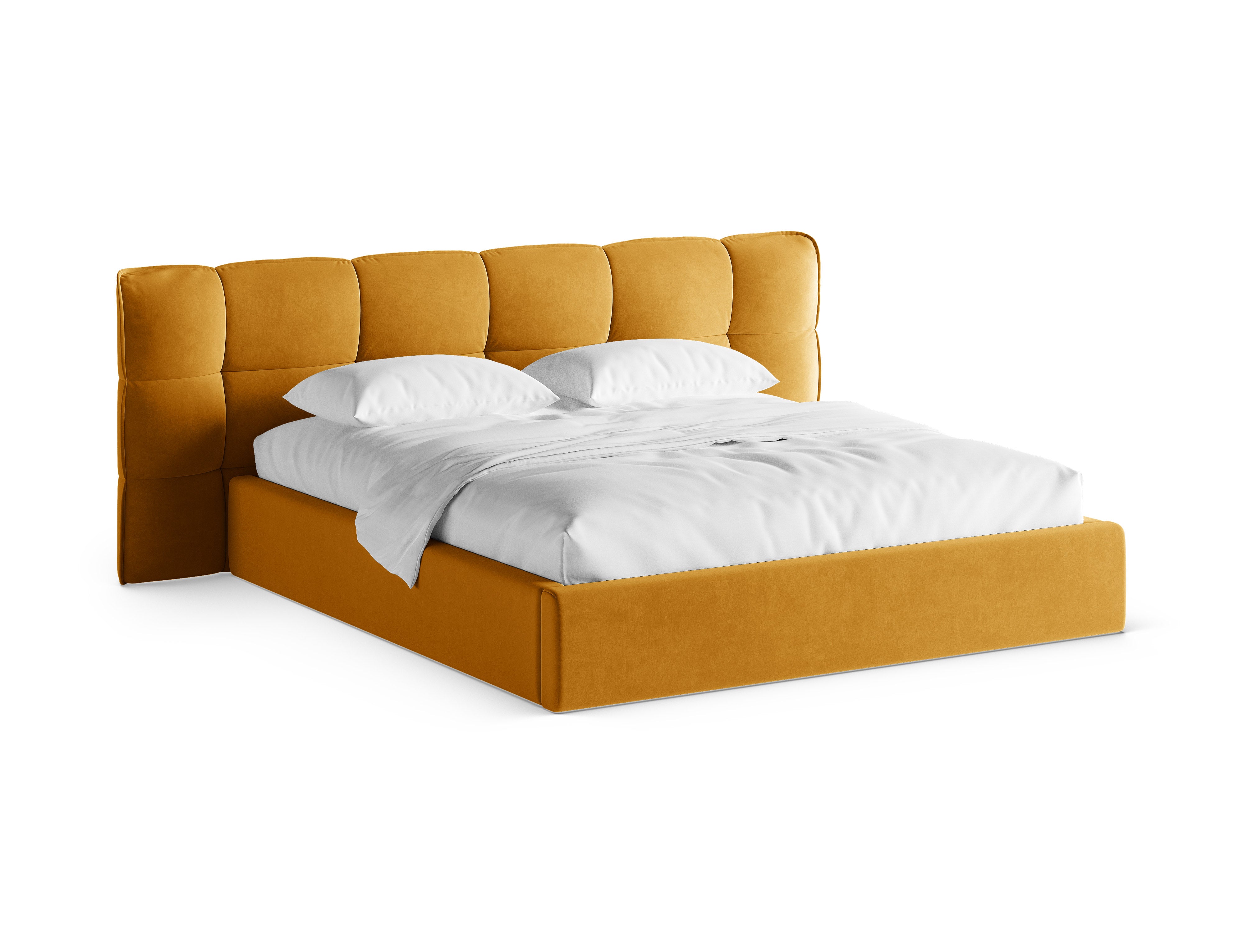 Velvet bed met opbergruimte ERIC geel