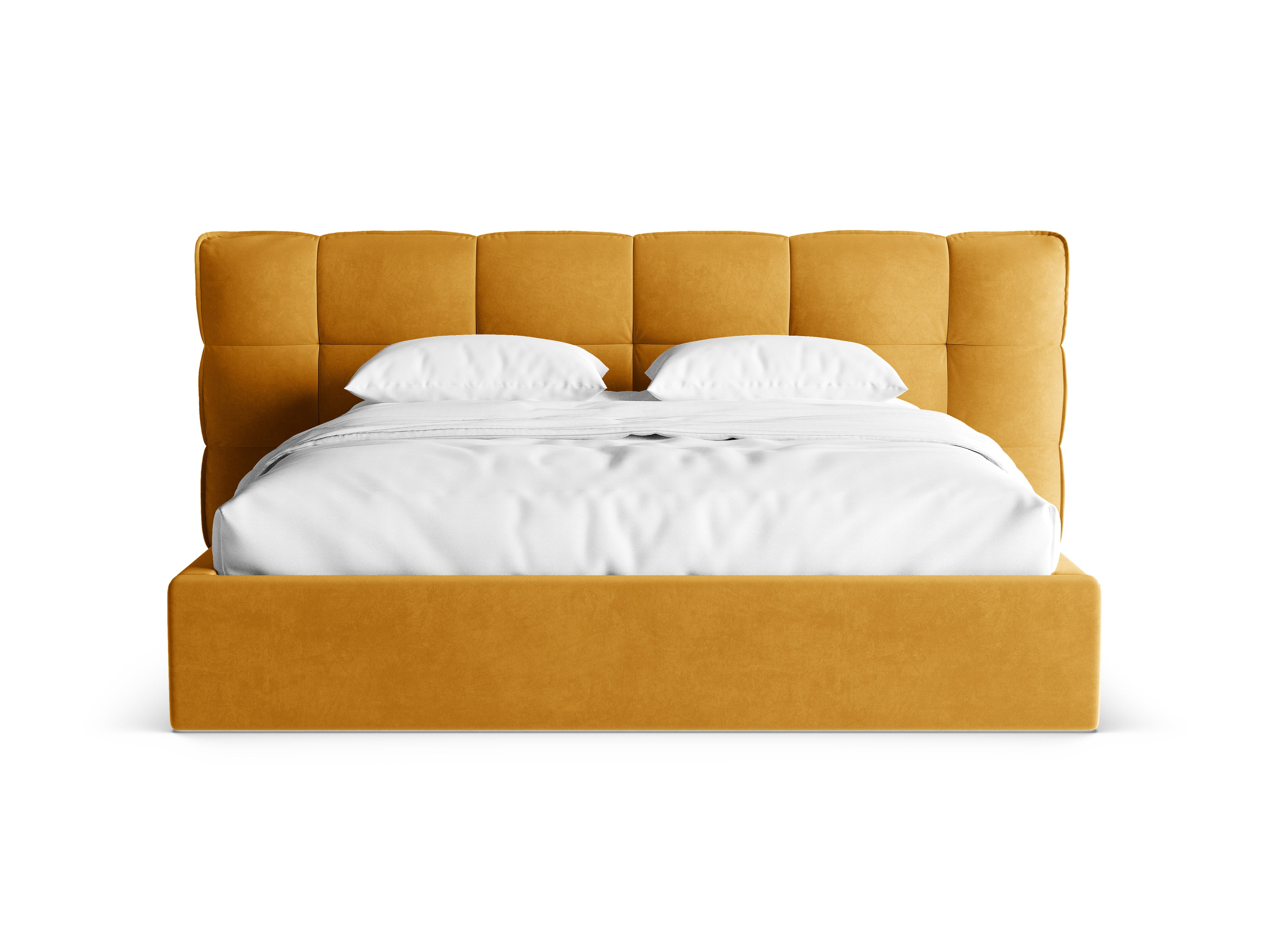 Velvet bed met opbergruimte ERIC geel