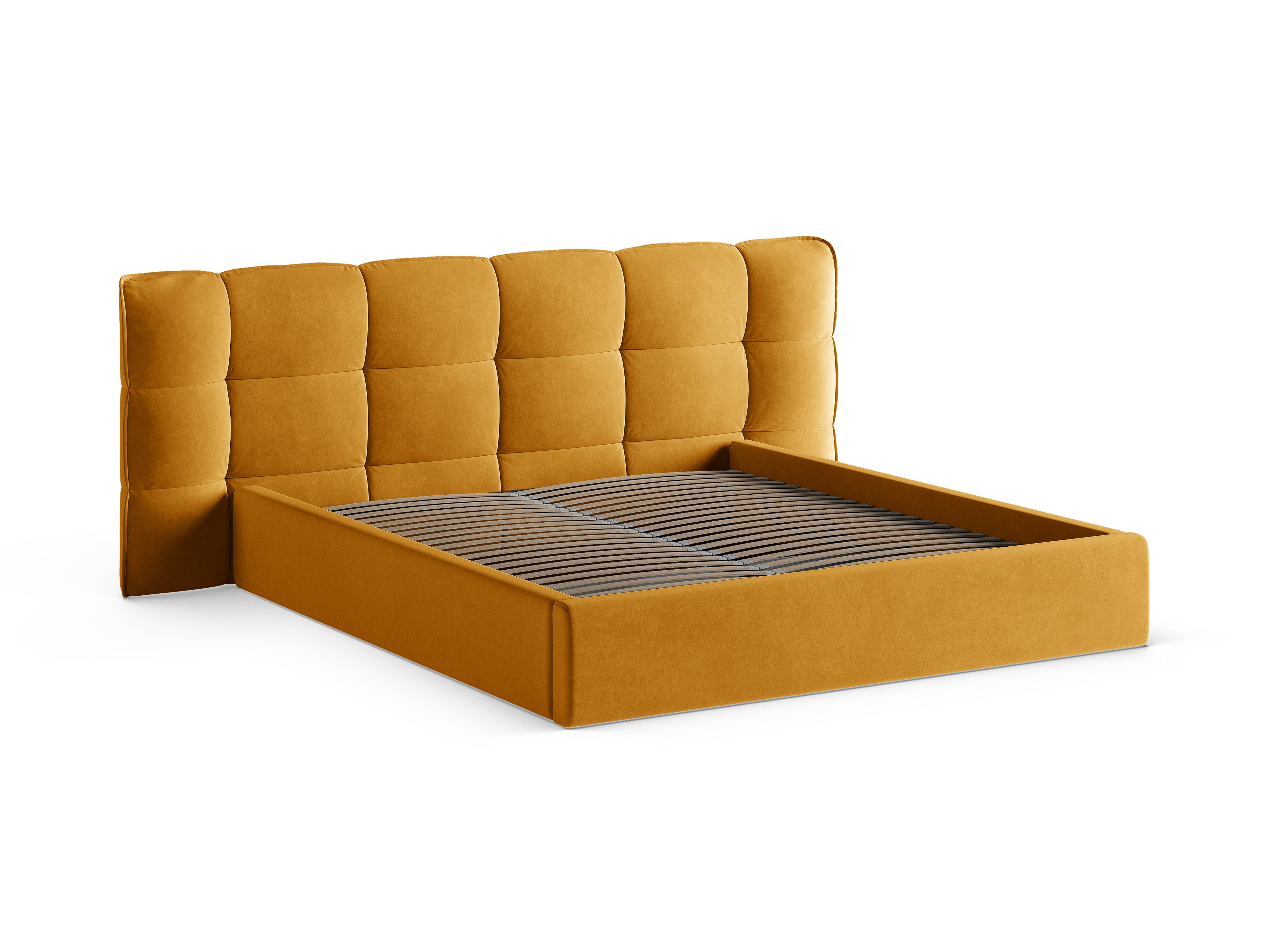 Velvet bed met opbergruimte ERIC geel