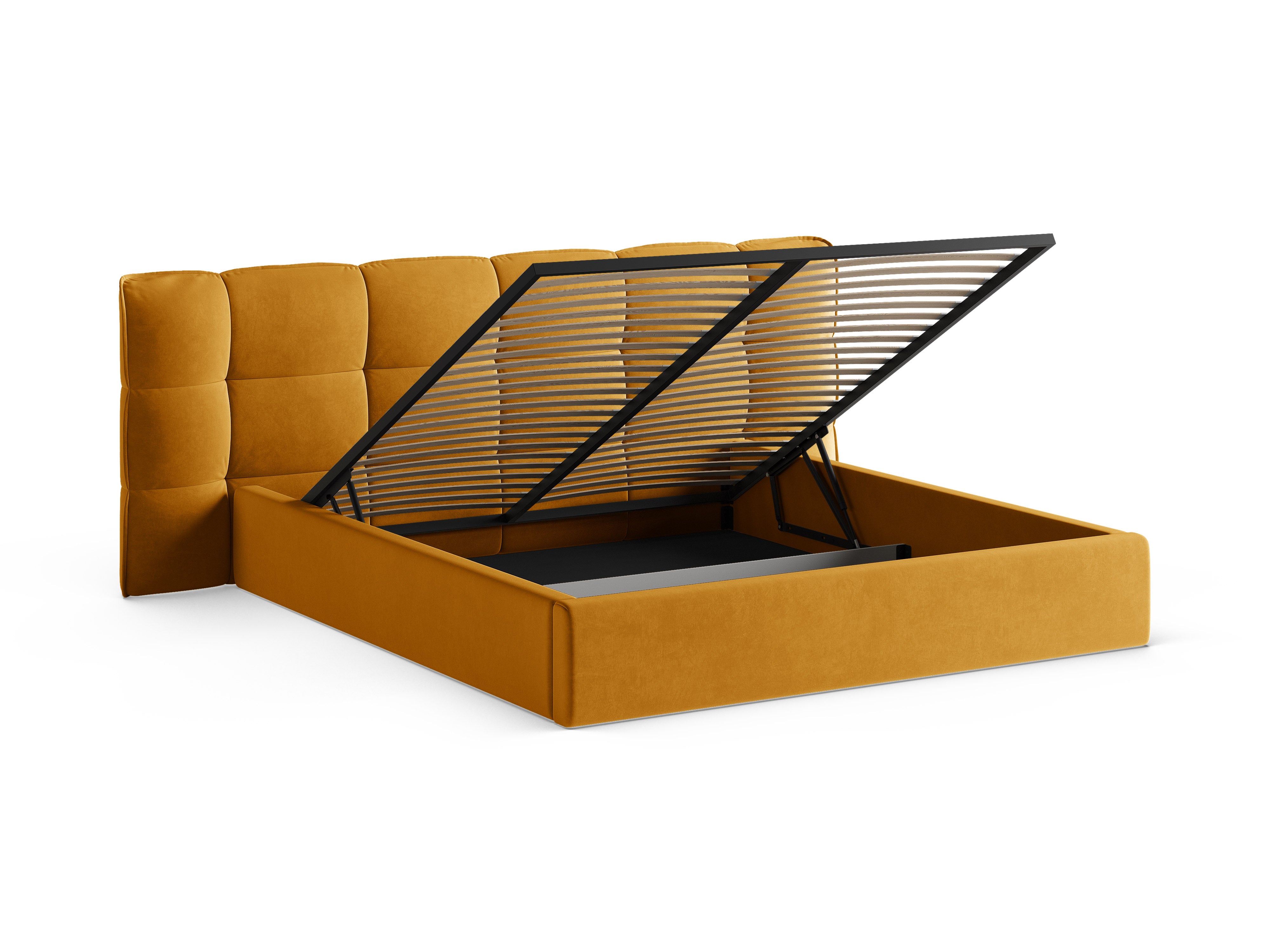 Velvet bed met opbergruimte ERIC geel