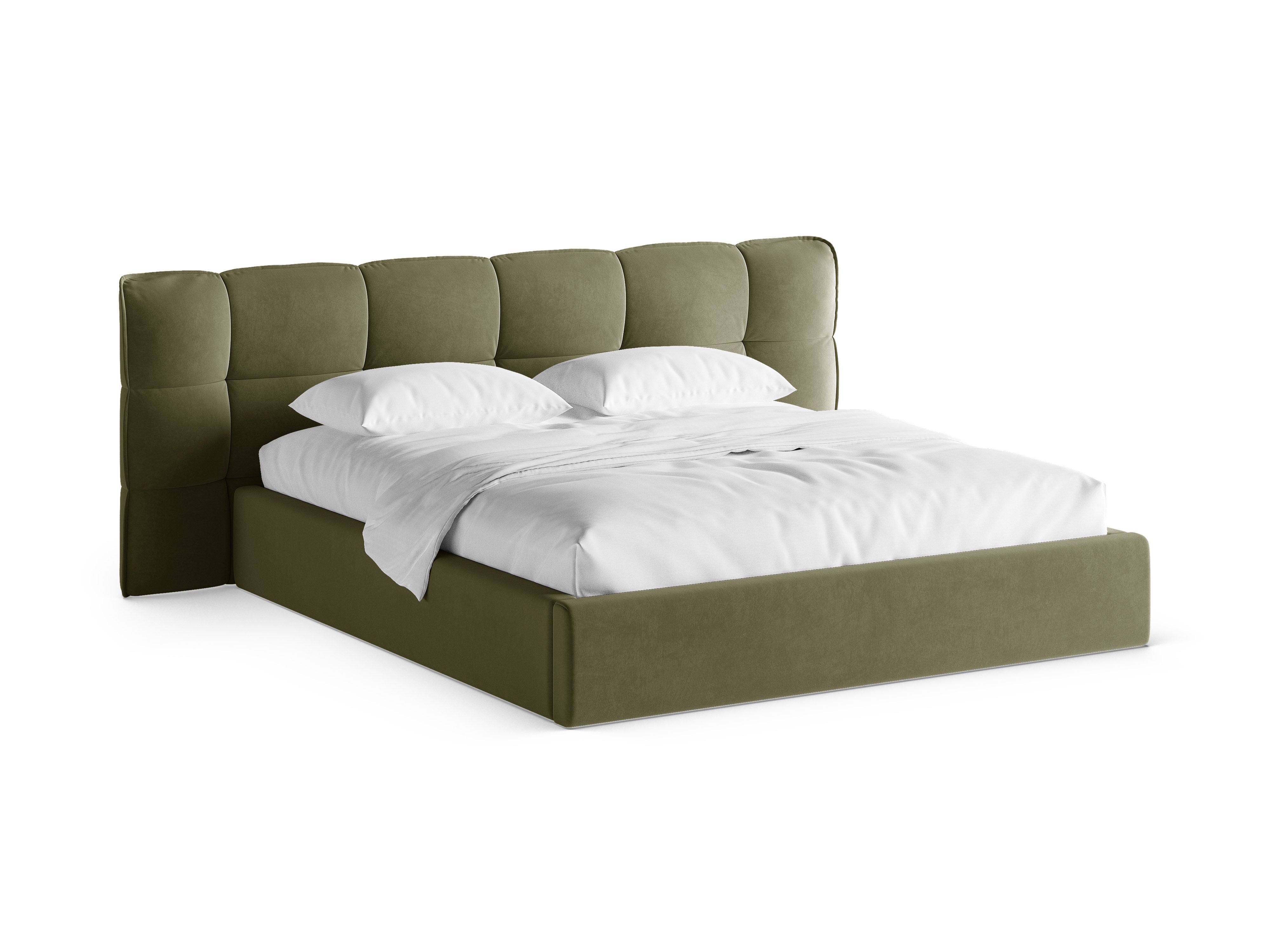 Velvet bed met opbergruimte ERIC olijfgroen