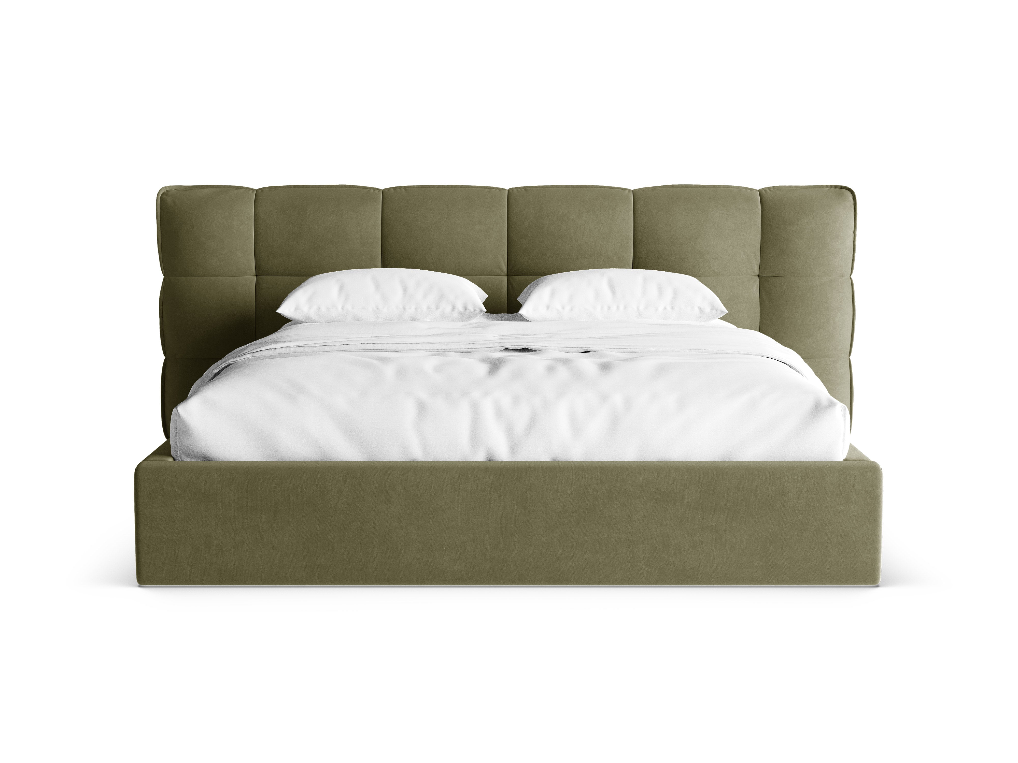 Velvet bed met opbergruimte ERIC olijfgroen