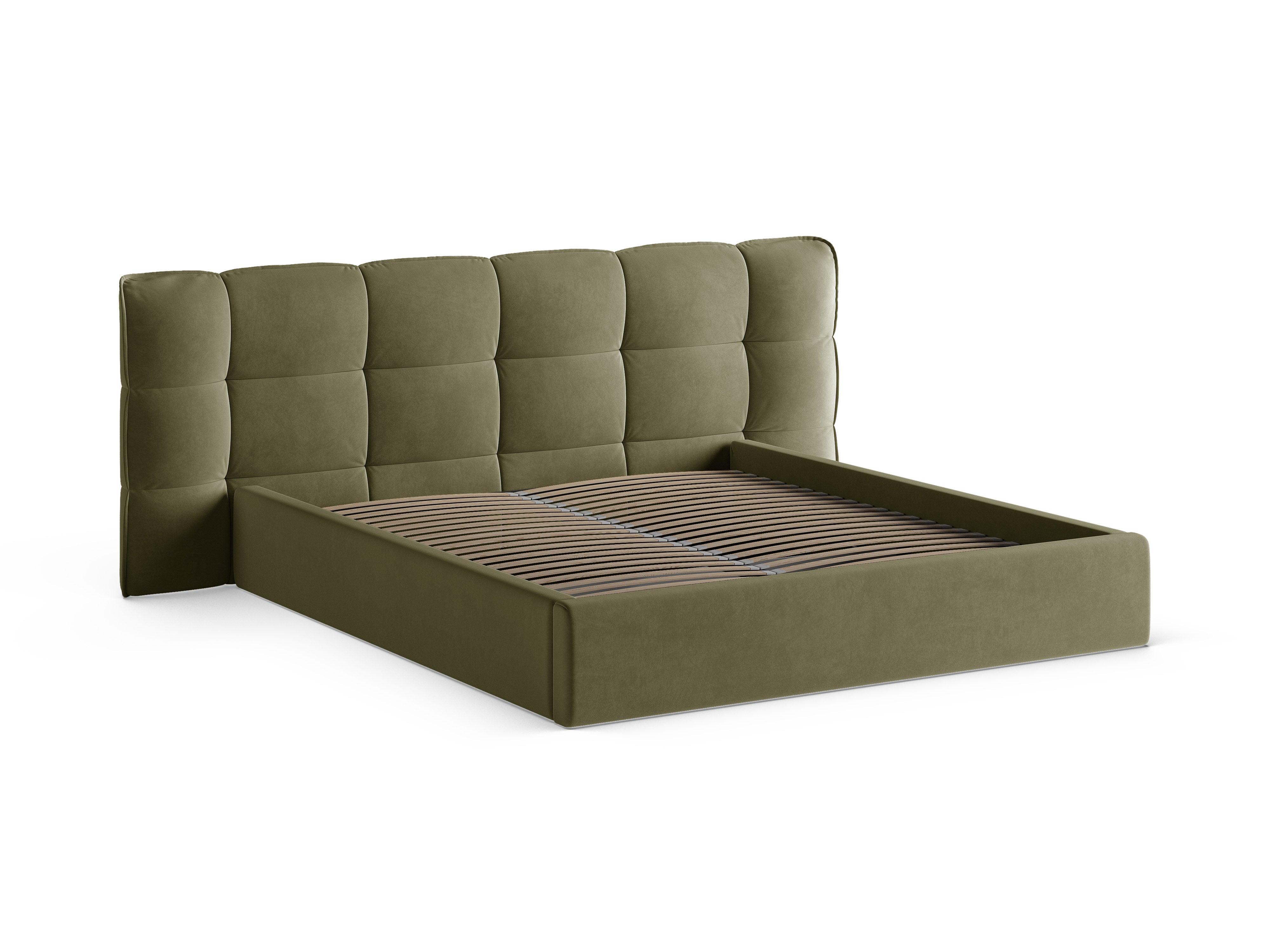 Velvet bed met opbergruimte ERIC olijfgroen