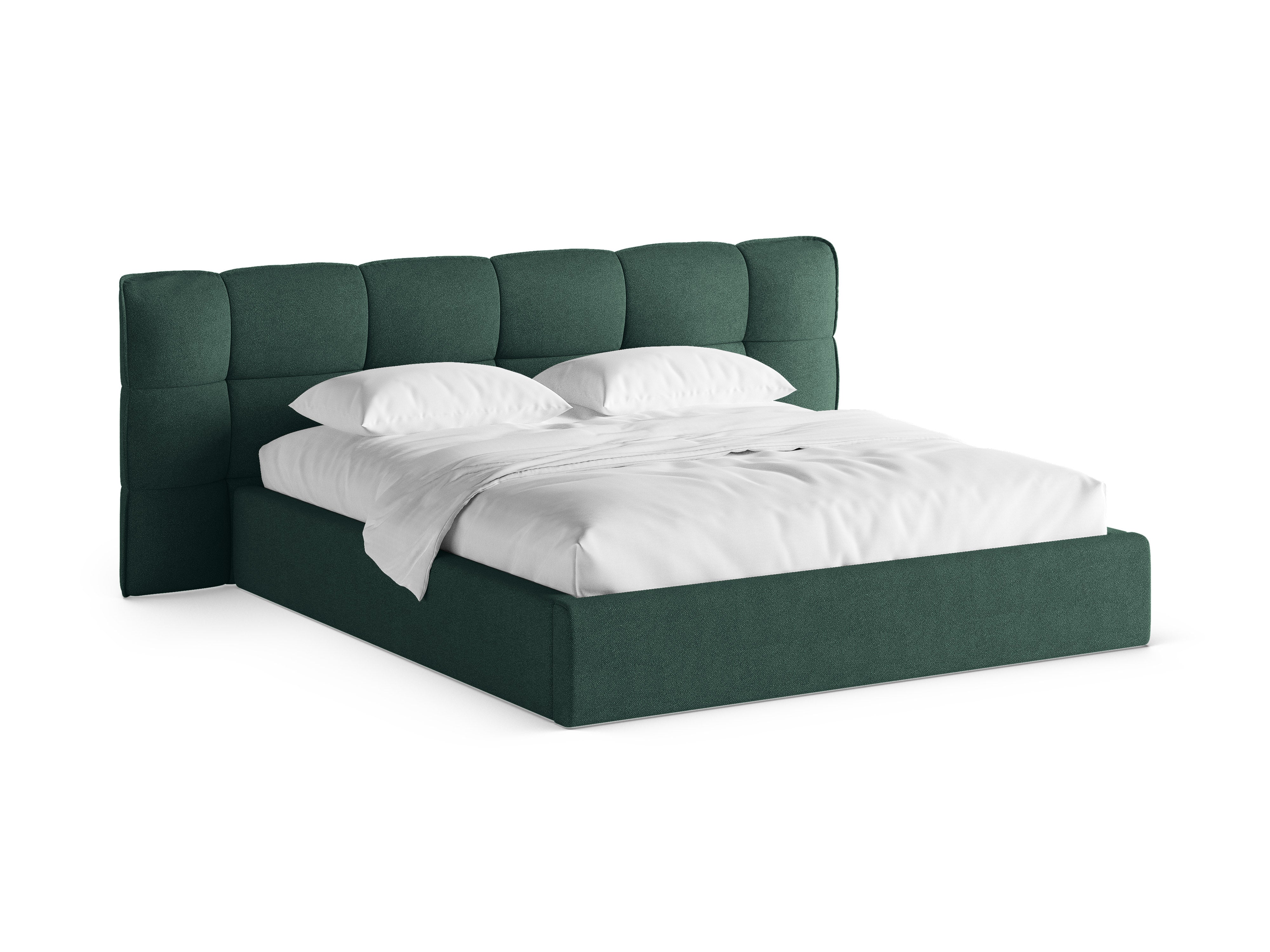 Bed met opbergruimte ERIC groene boucle