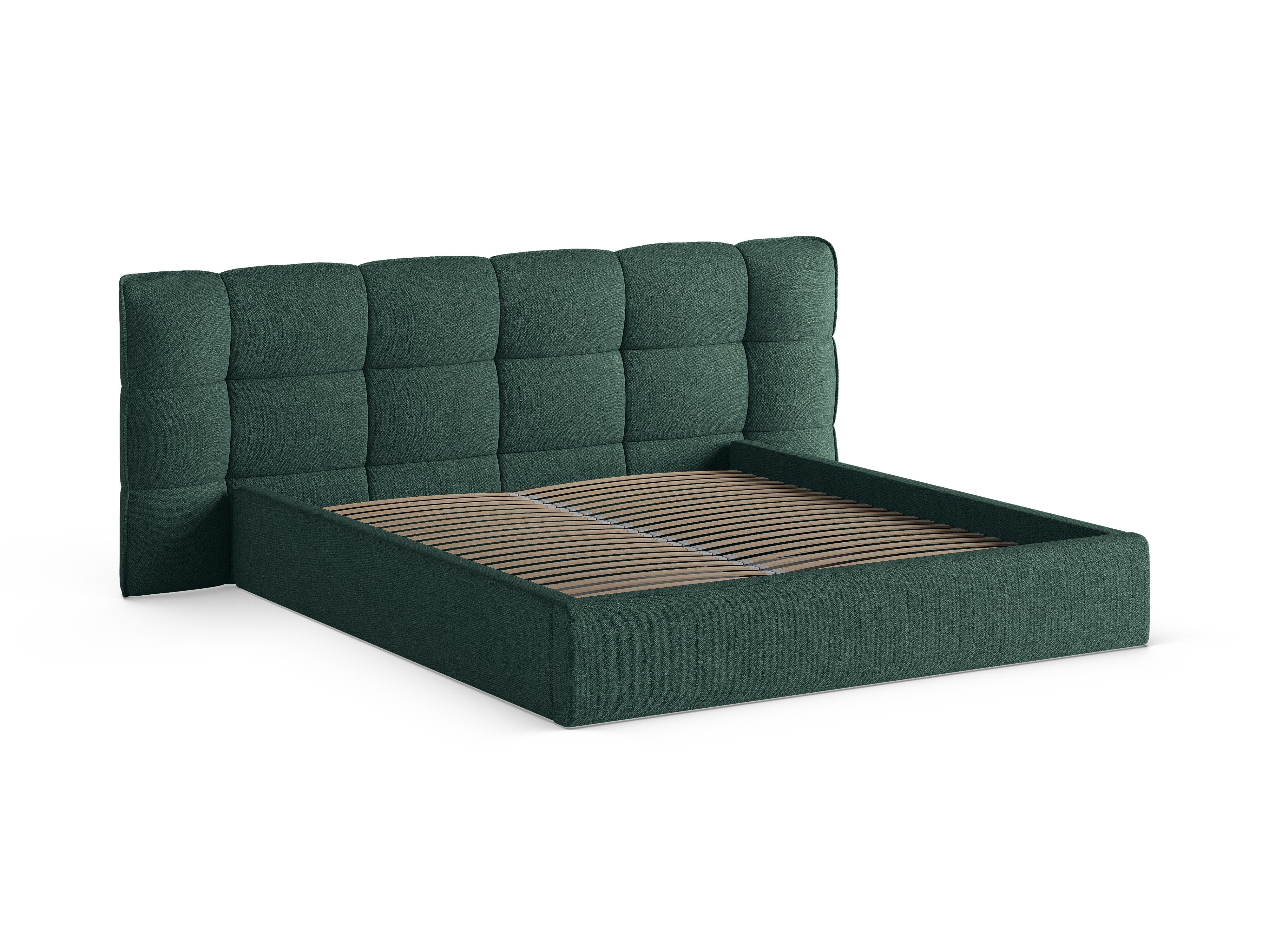 Bed met opbergruimte ERIC groene boucle