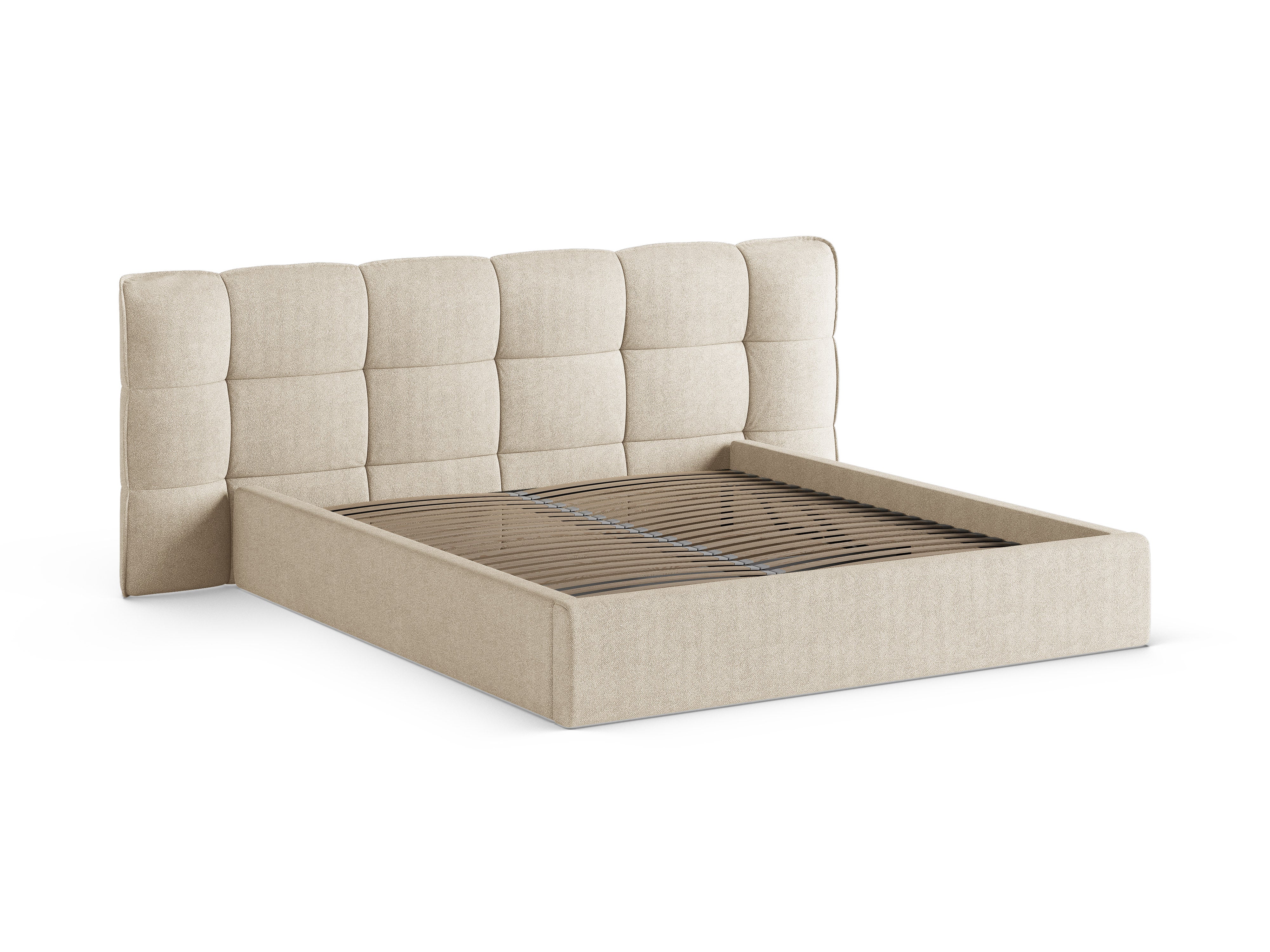 Bett mit Stauraum ERIC hellbeige Boucle