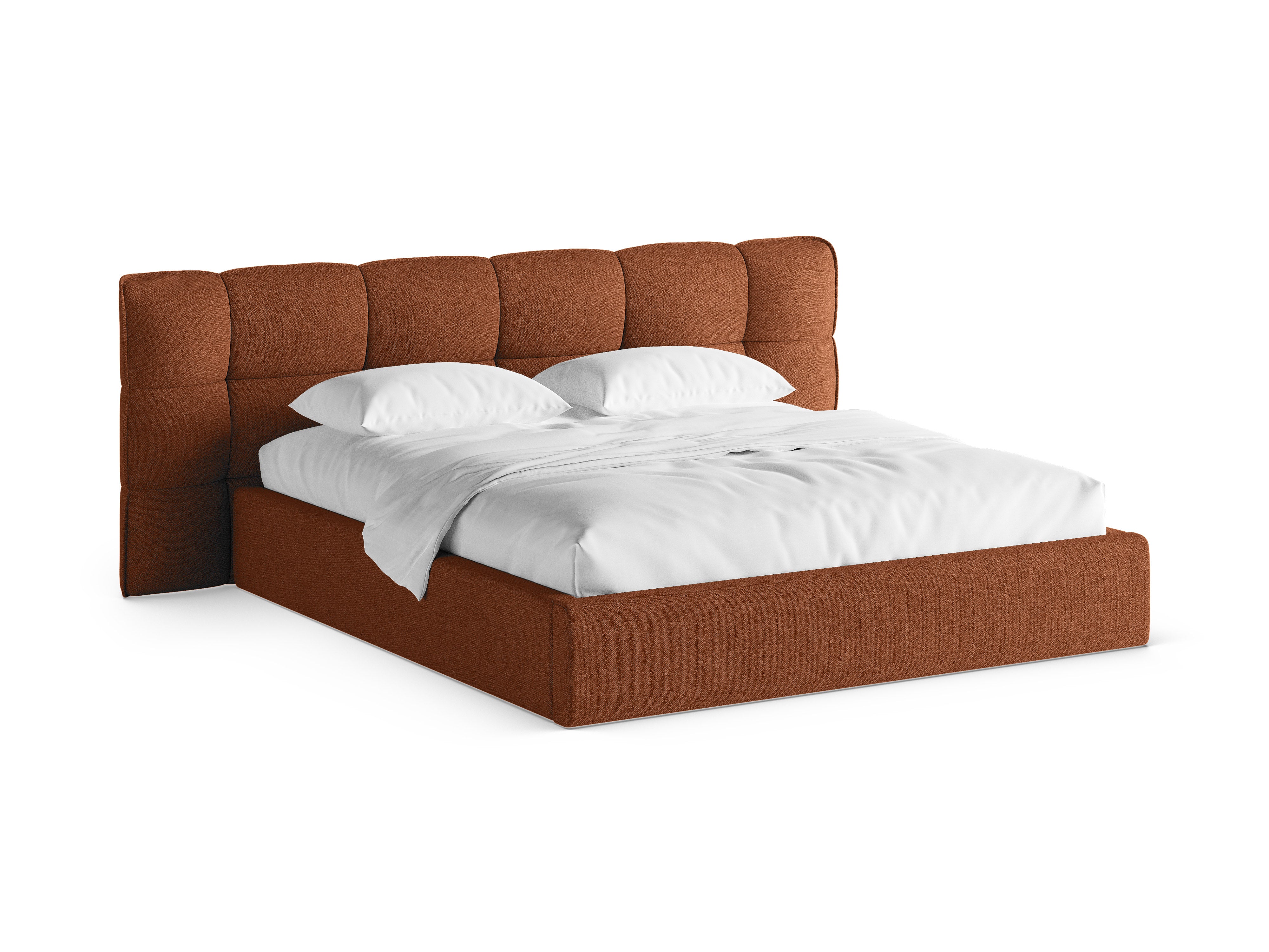 Bed met opbergruimte ERIC baksteen boucle