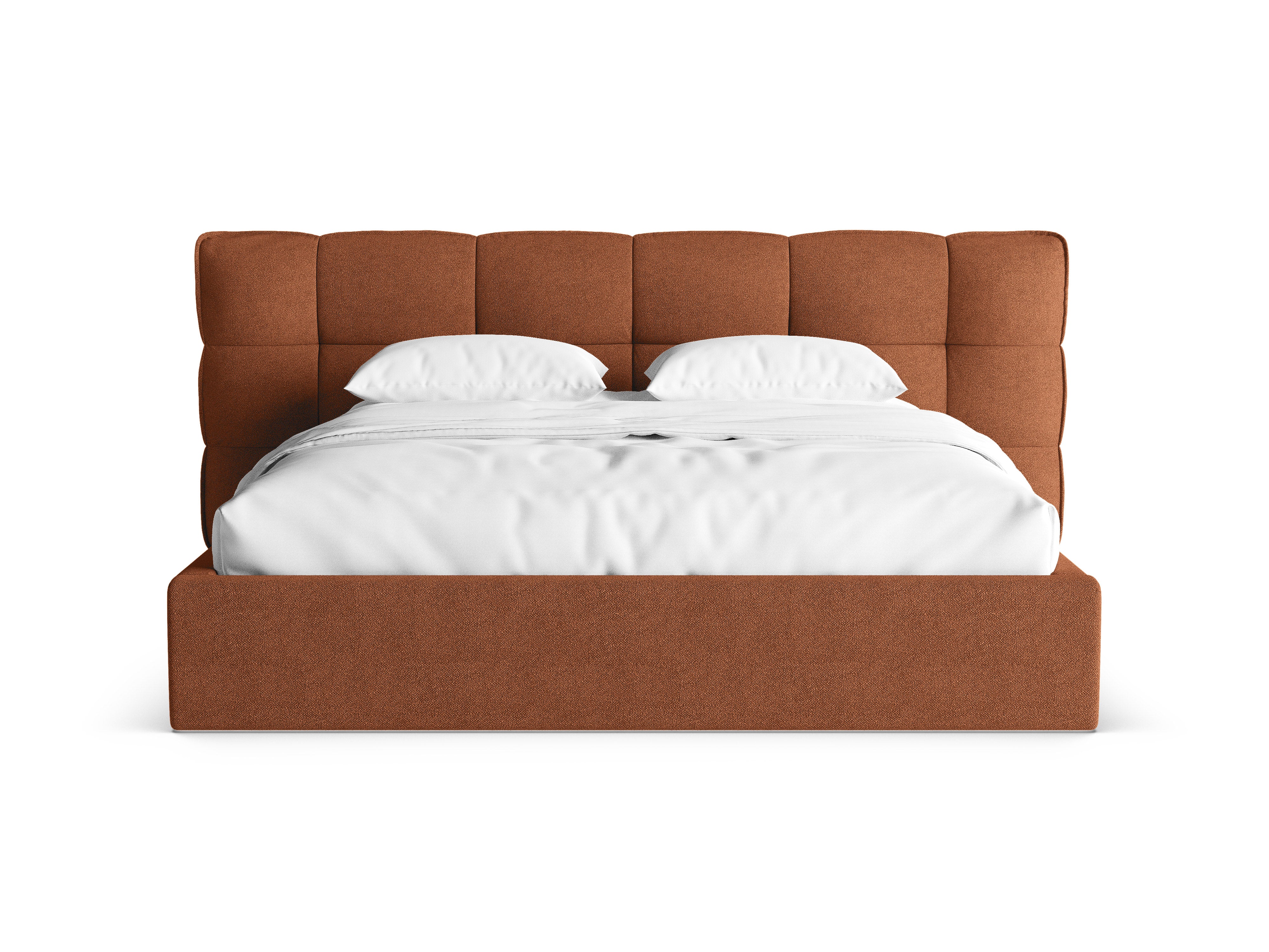 Bed met opbergruimte ERIC baksteen boucle