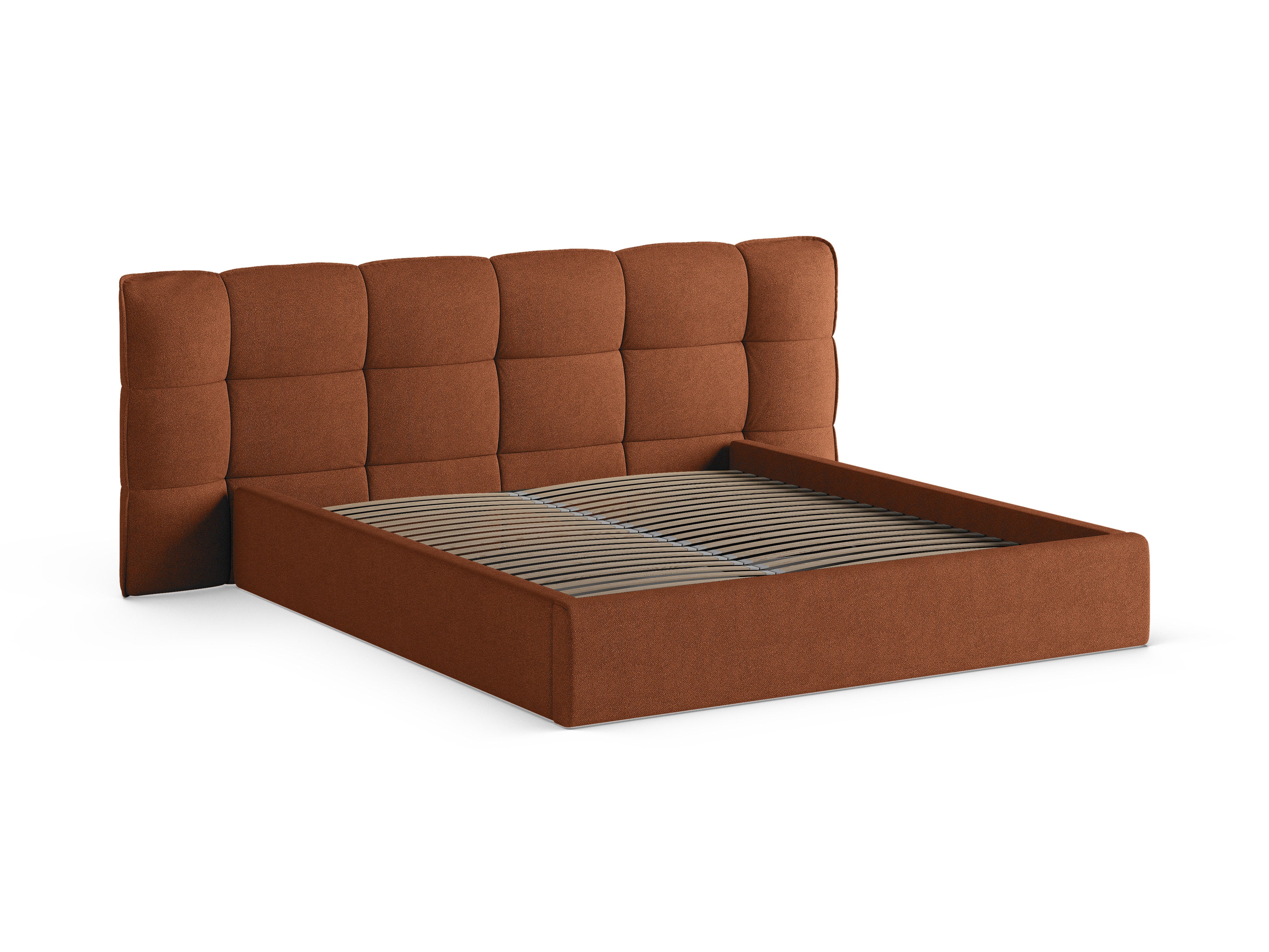 Bed met opbergruimte ERIC baksteen boucle