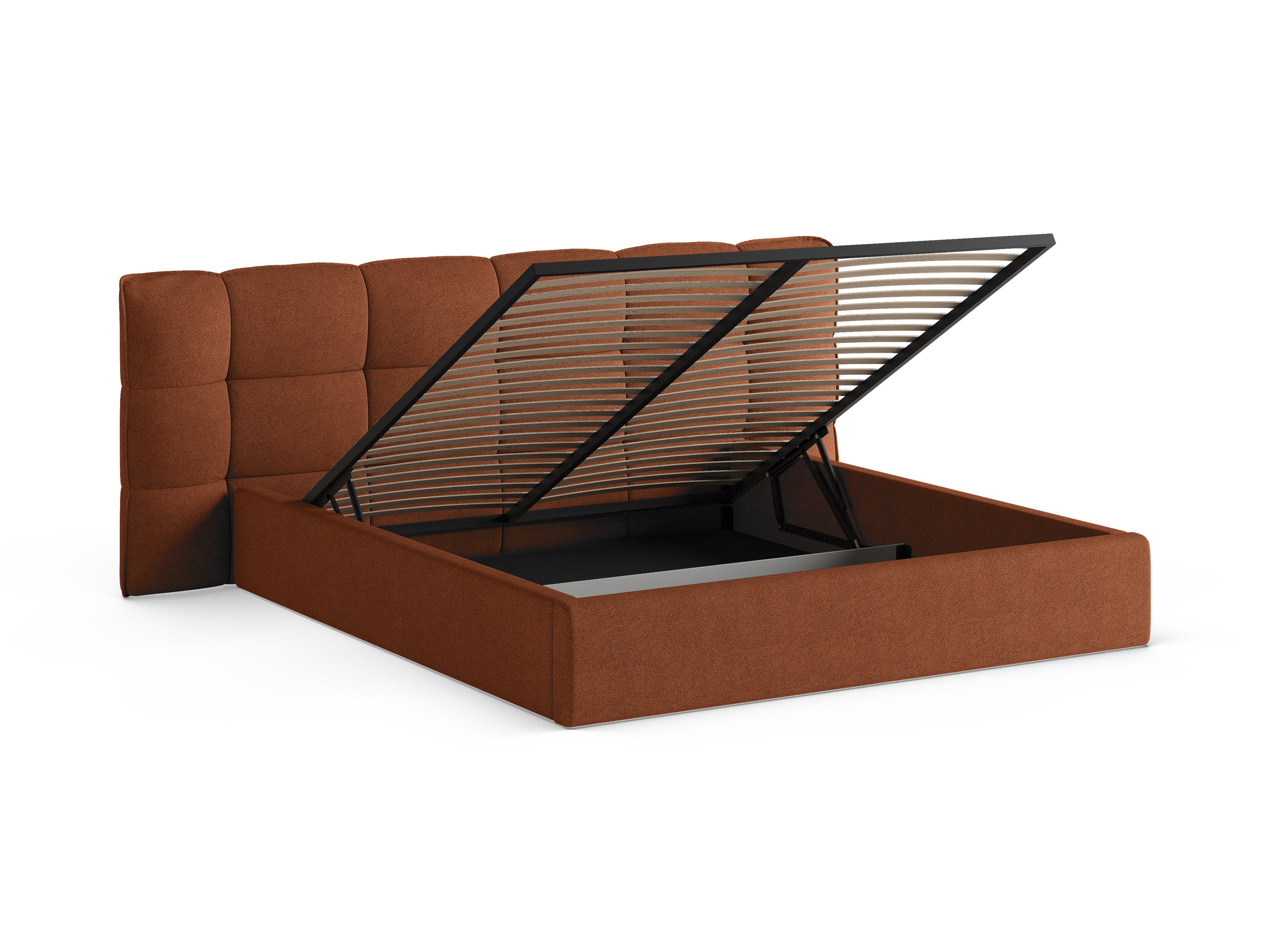 Bed met opbergruimte ERIC baksteen boucle