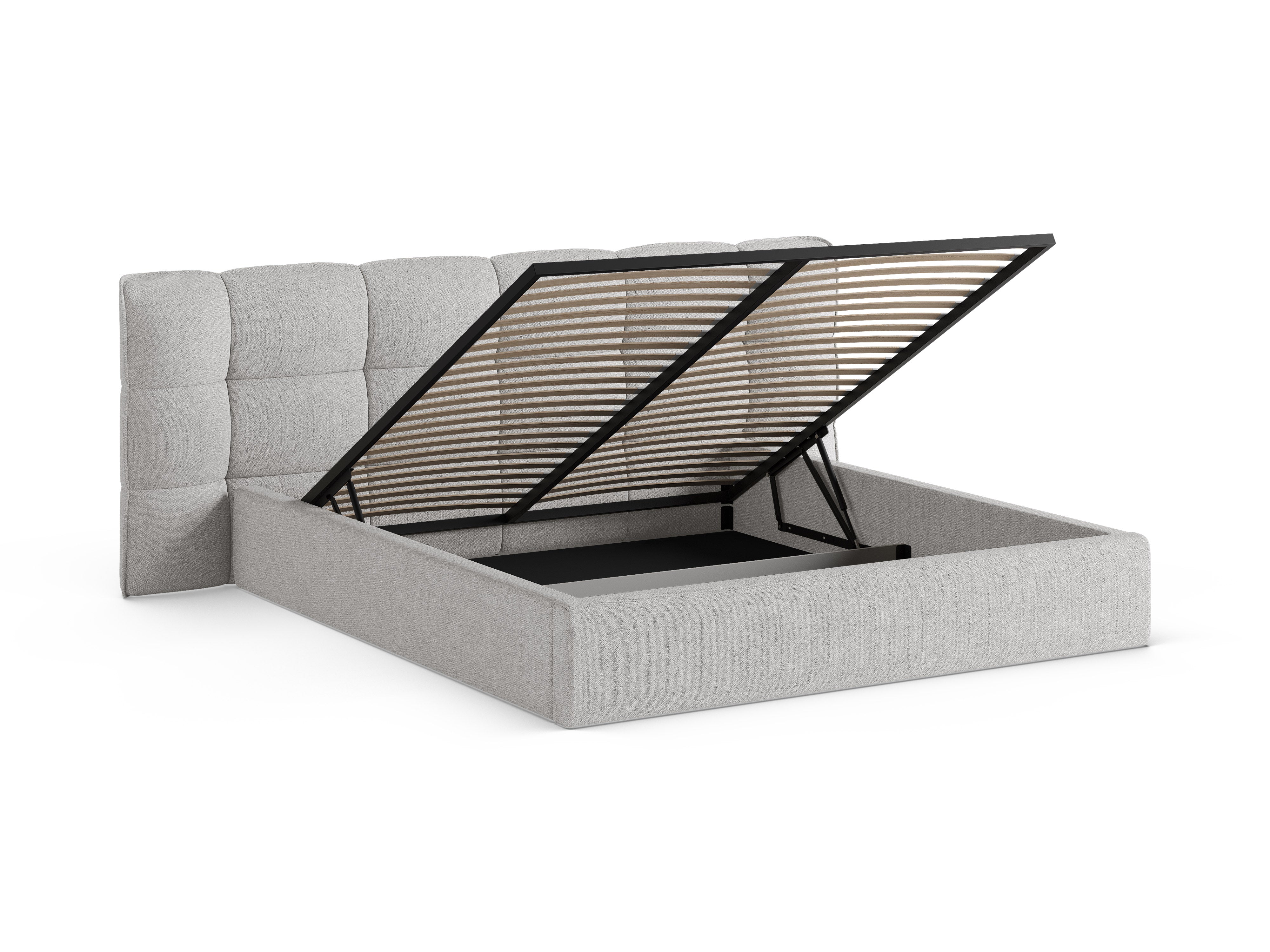 Bett mit Stauraum ERIC hellgrau Boucle