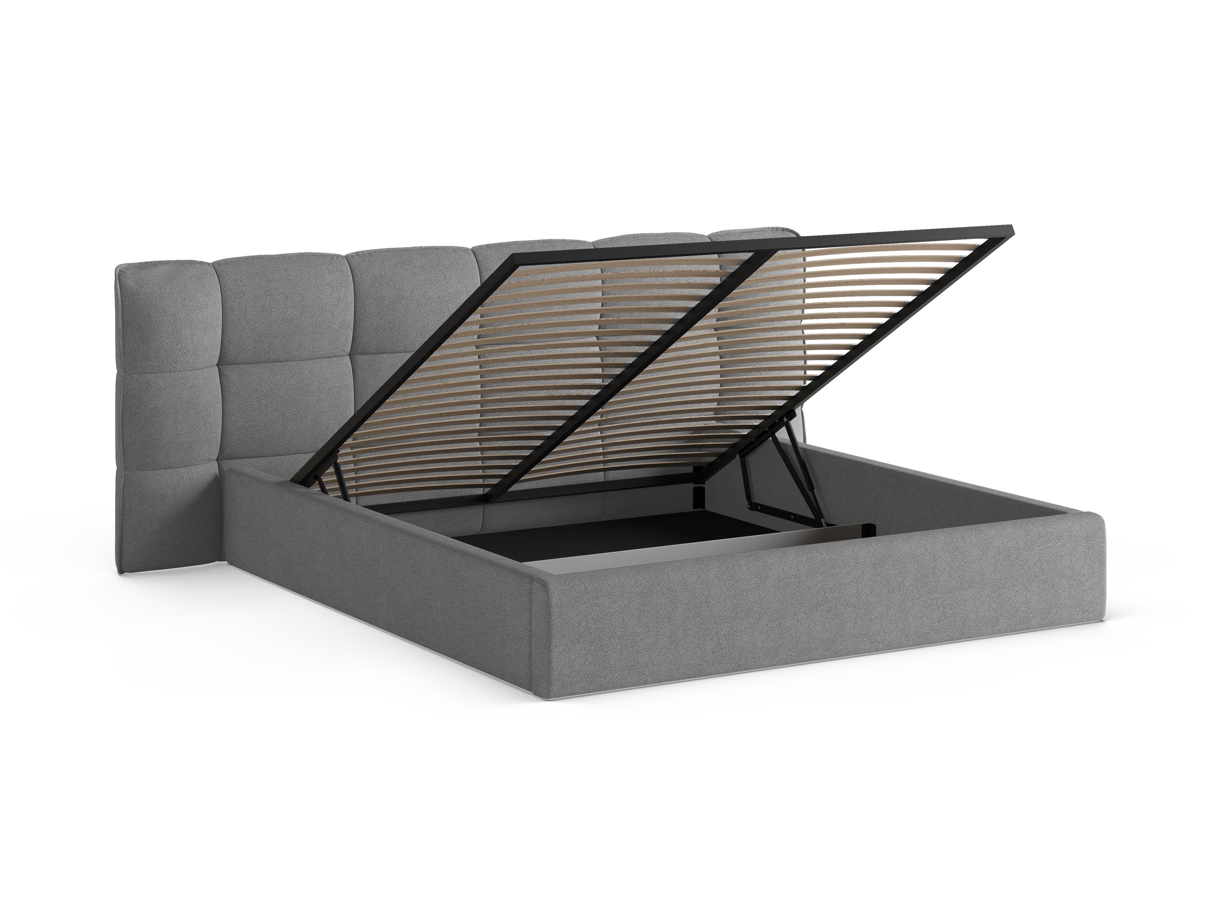 Bett mit Stauraum ERIC dunkelgrau Boucle