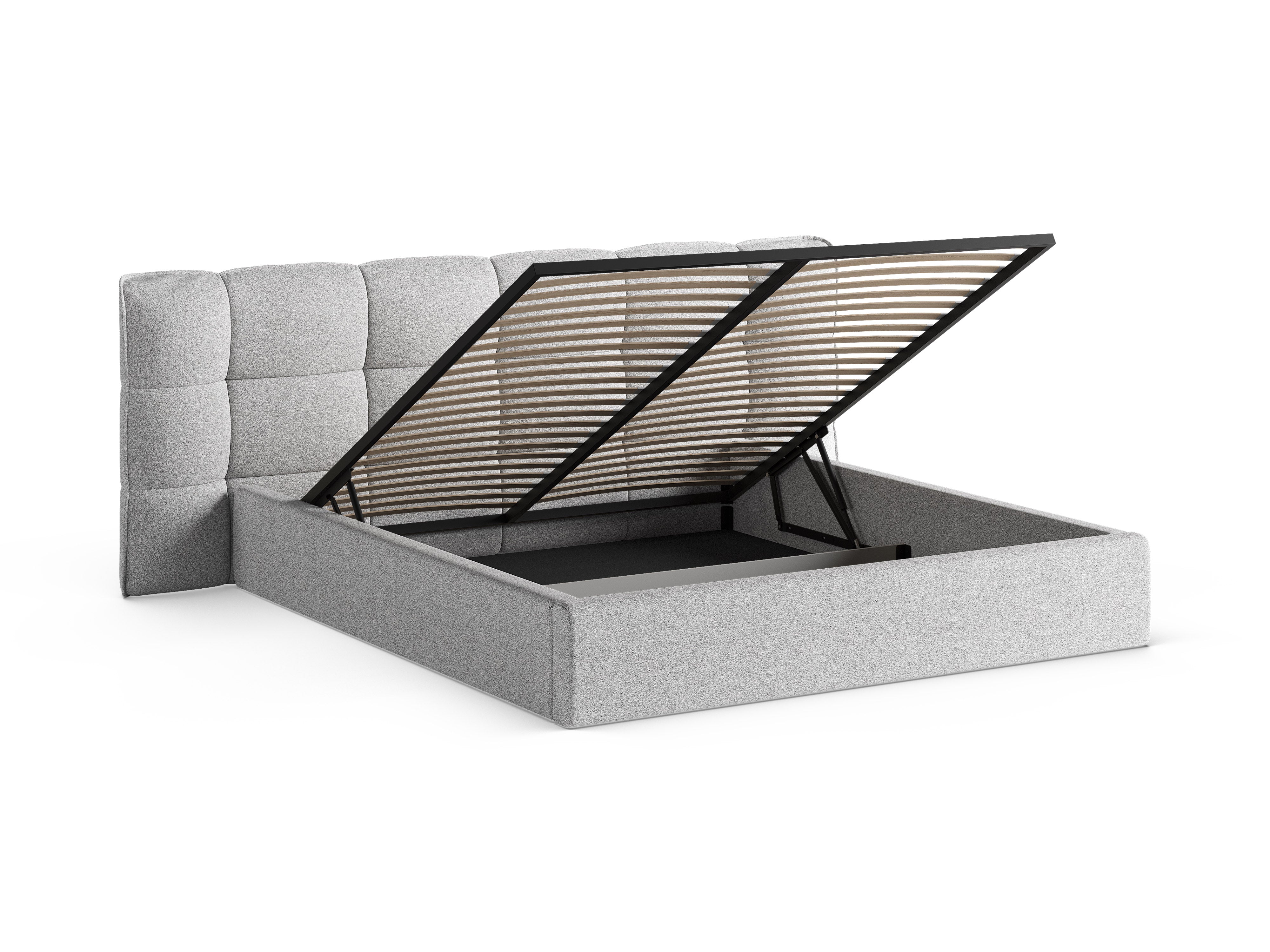 Bed met opbergruimte ERIC lichtgrijs gemêleerd