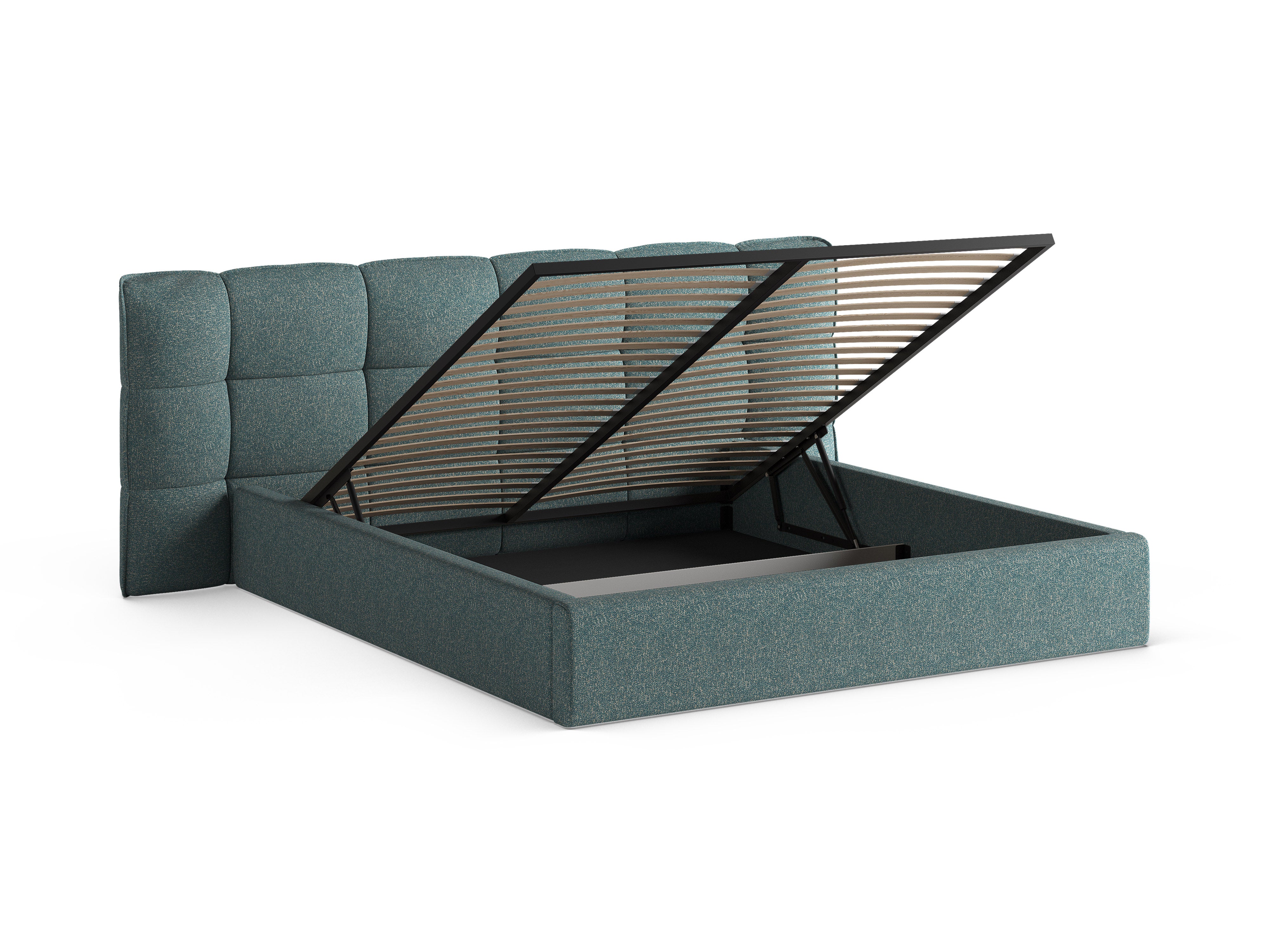 Bed met opbergruimte ERIC blauw melange