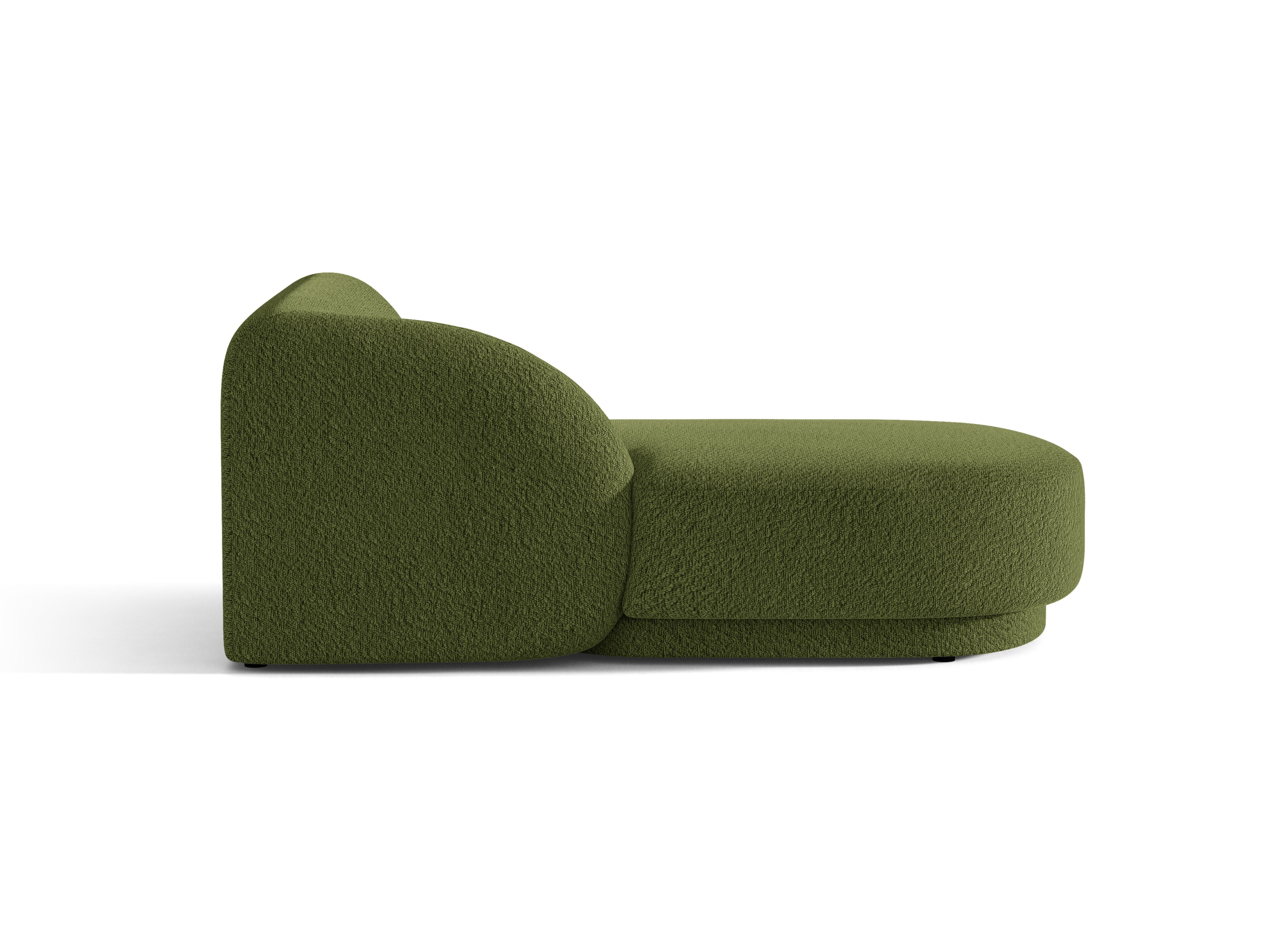 Szezlong lewostronny MILEY zielony boucle – tkanina bouclé