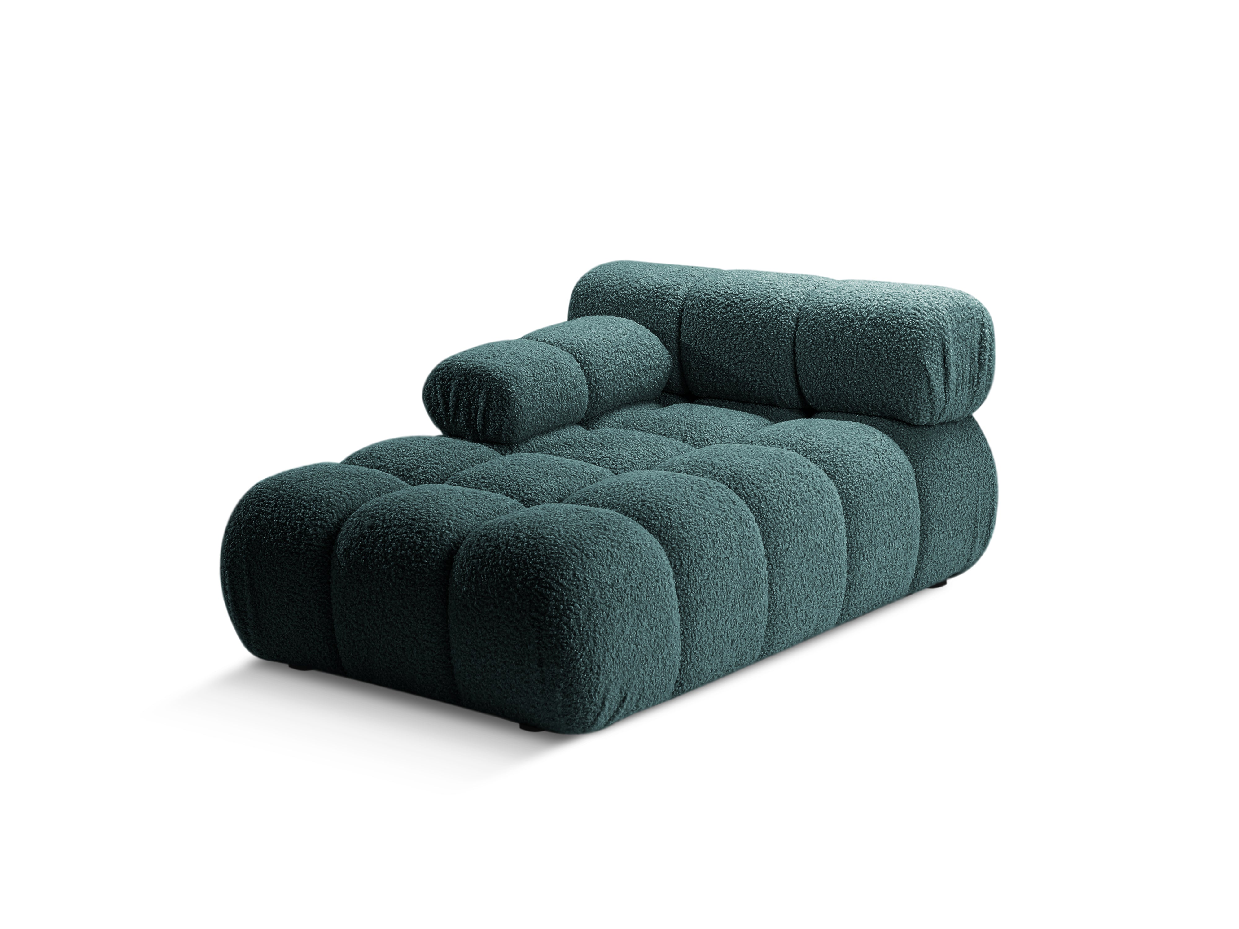 Links georiënteerde BELLIS chaise longue in diep petrol boucle